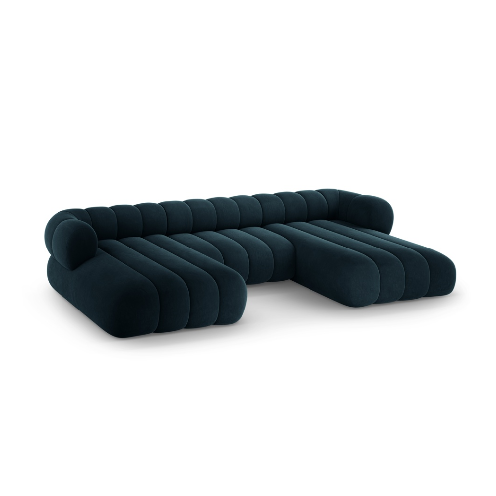Sofa panoramisch samtig 6-sitzig KOGE petrol
