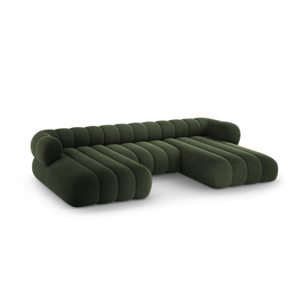Sofa panoramisch samtig 6-sitzig KOGE grün