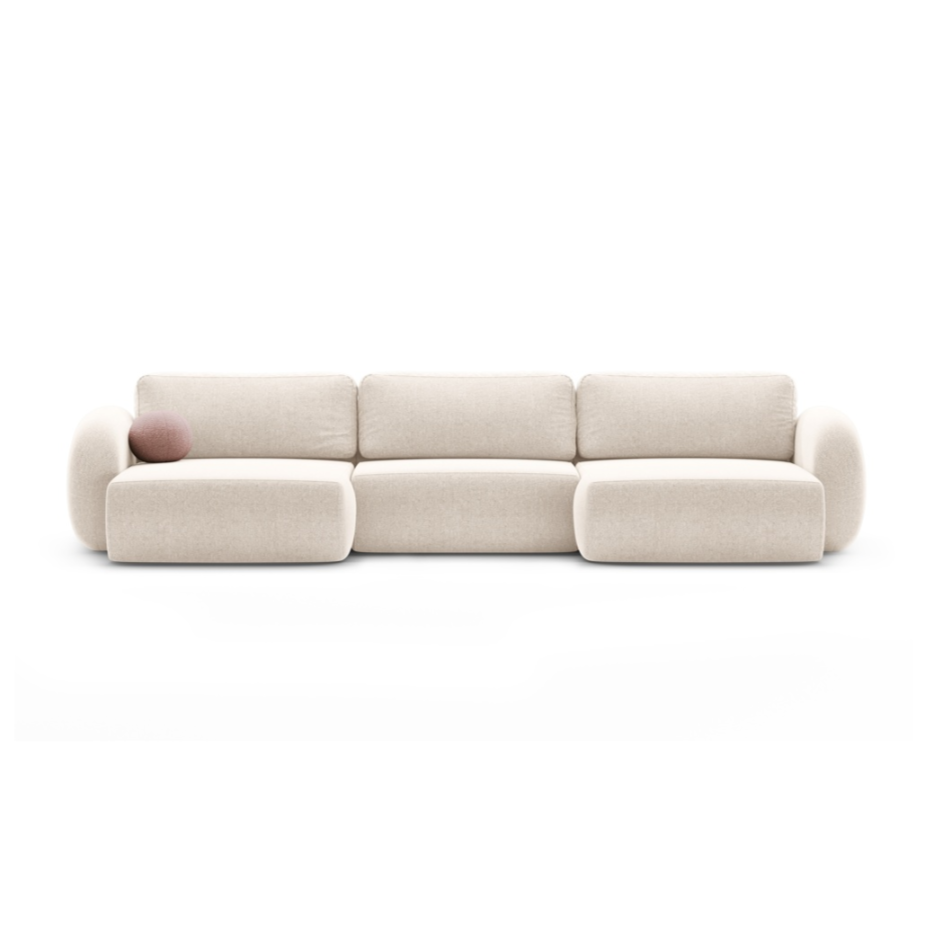 Panoramisches Sofa mit Schlaf-Funktion für 5 Personen TONALE hellbeige