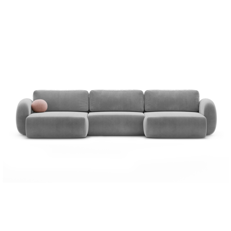 Sofa panoramisch aus Samt mit Schlaf-Funktion für 5 Personen TONALE dunkelgrau