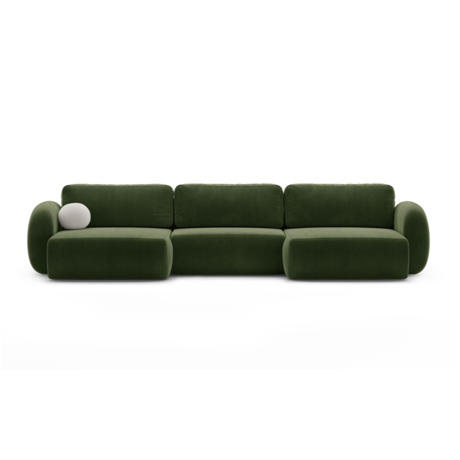 Sofa panoramisch aus Samt mit Schlaf-Funktion für 5 Personen TONALE militärisches Grün