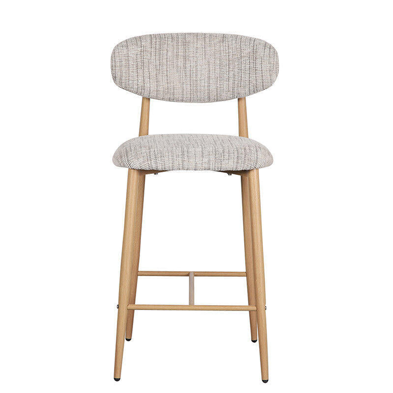 JAPANDI Stool in Gray Beige with Wooden Base