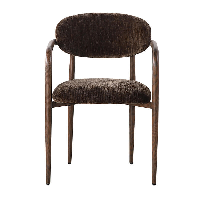 SAKE Armchair in Brown with Dark Wooden Base