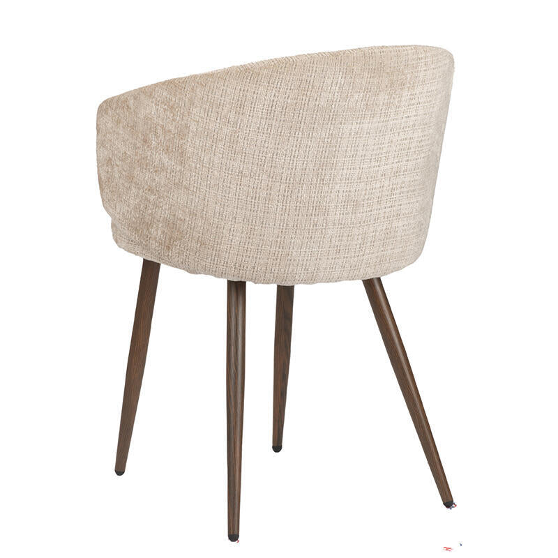 LUNA Chair in Cream Beige with Dark Wooden Base