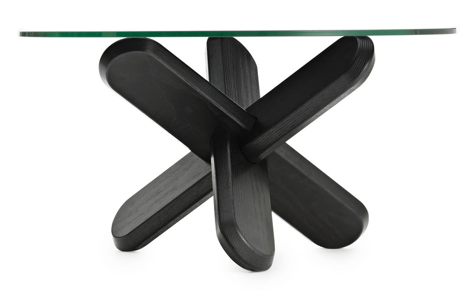Couchtisch Dingglas mit schwarzer Basis