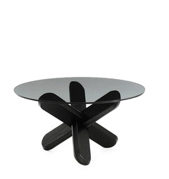 Couchtisch Dingglas mit schwarzer Basis