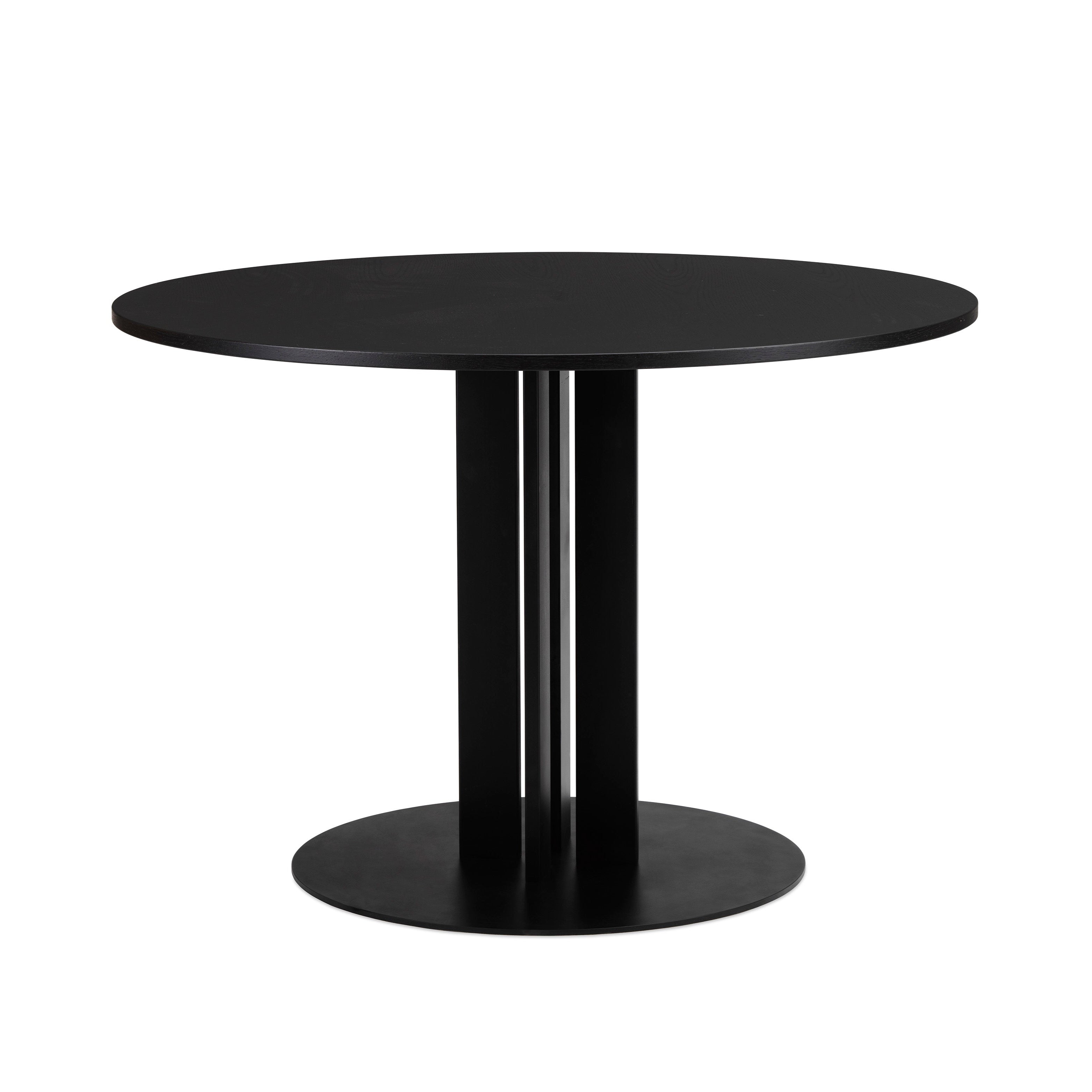 Rundtisch Scala Black Vened Top mit einer schwarzen Basis