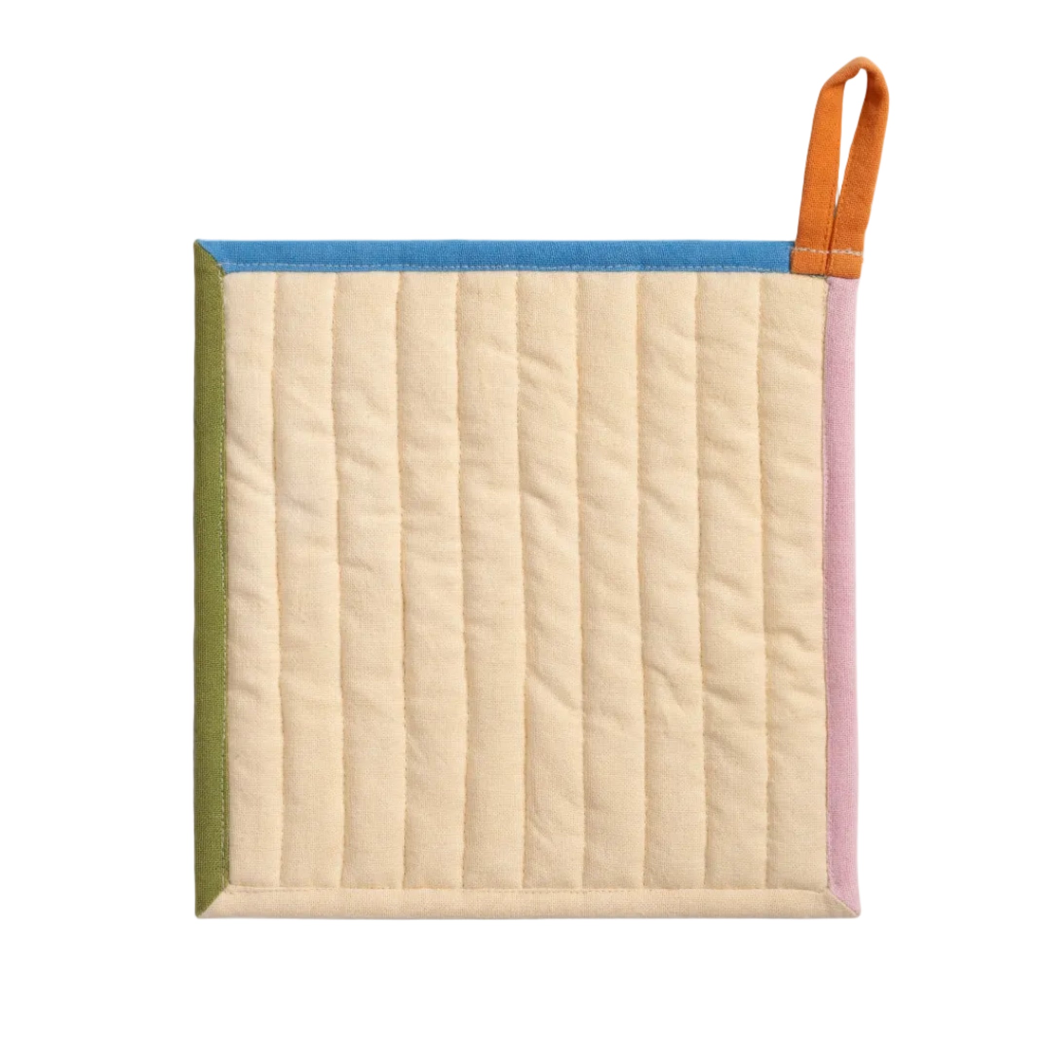 STITCH CHECK kitchen mitt in burgundy with beige and orange