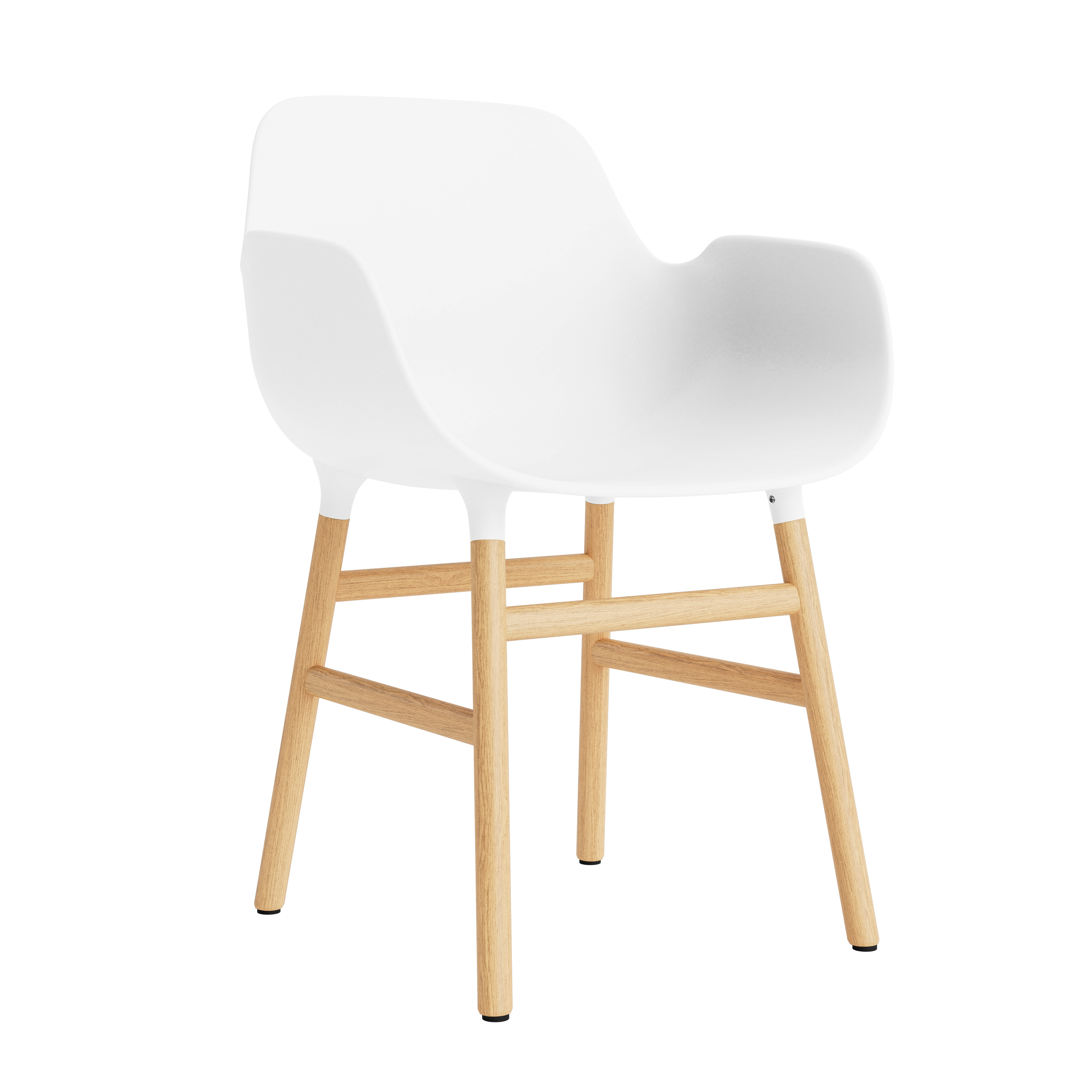 Chair with armrests white with an oak base