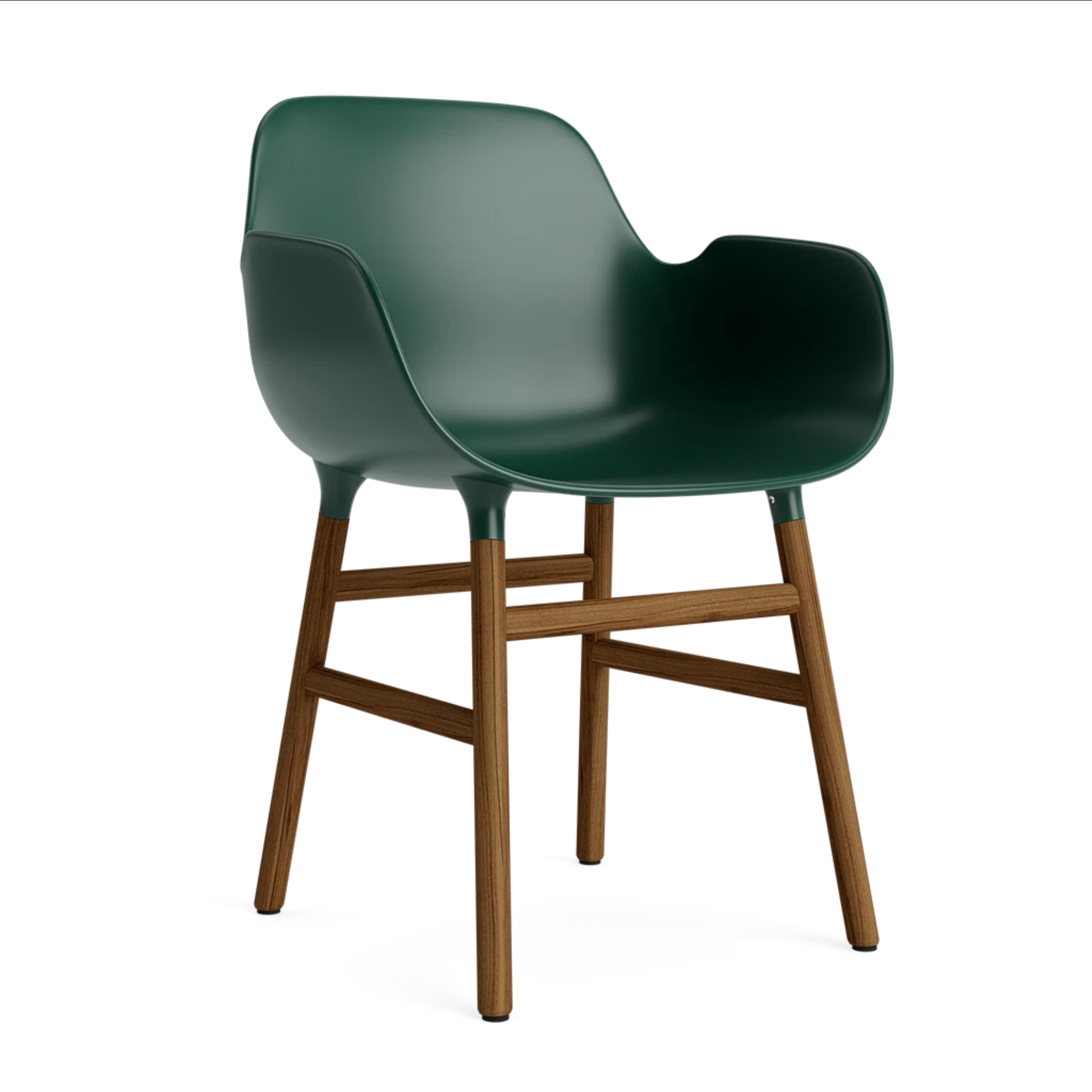 Chair with armrests of green forms with a nutty base