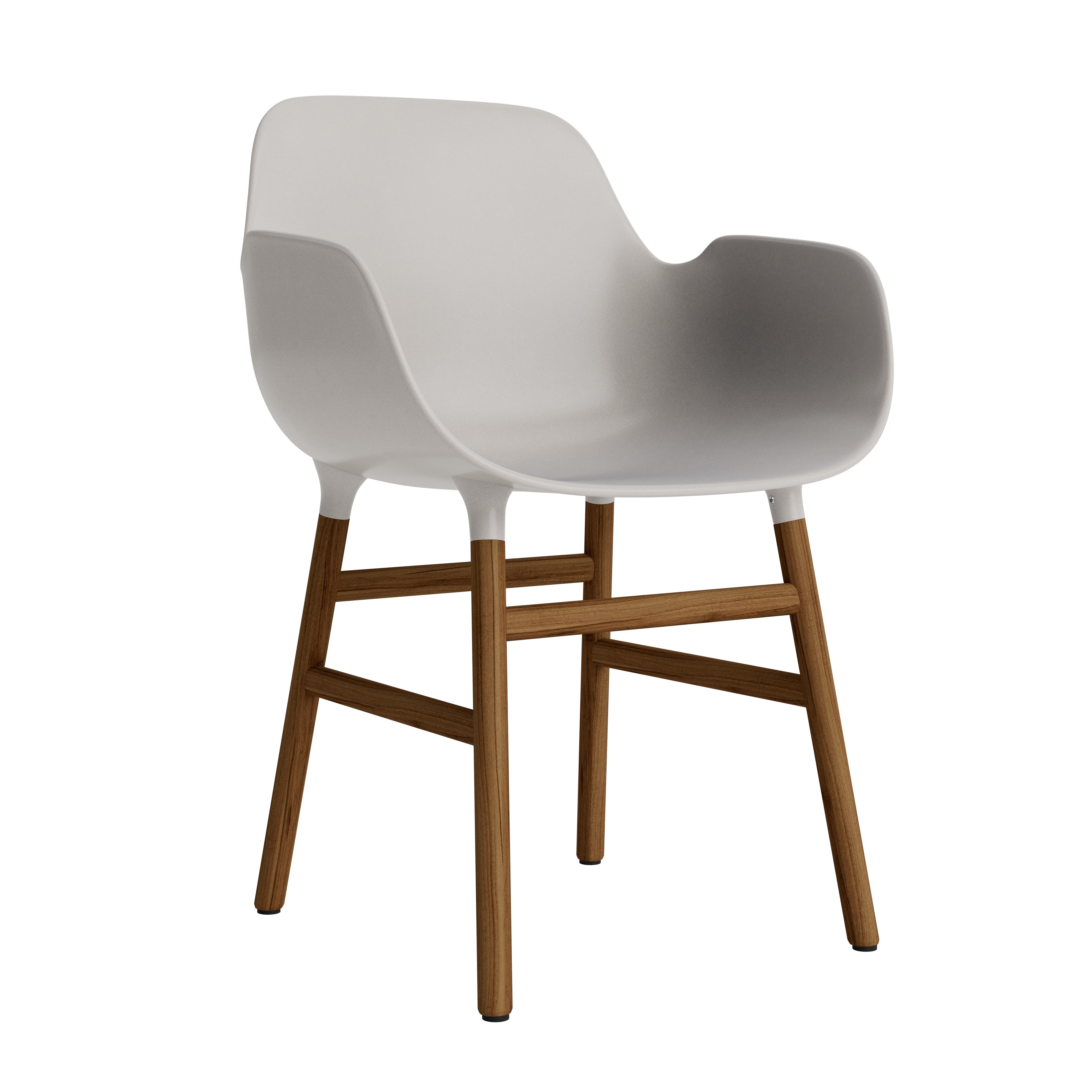 Chair with armrests of forms warm gray with a nut base