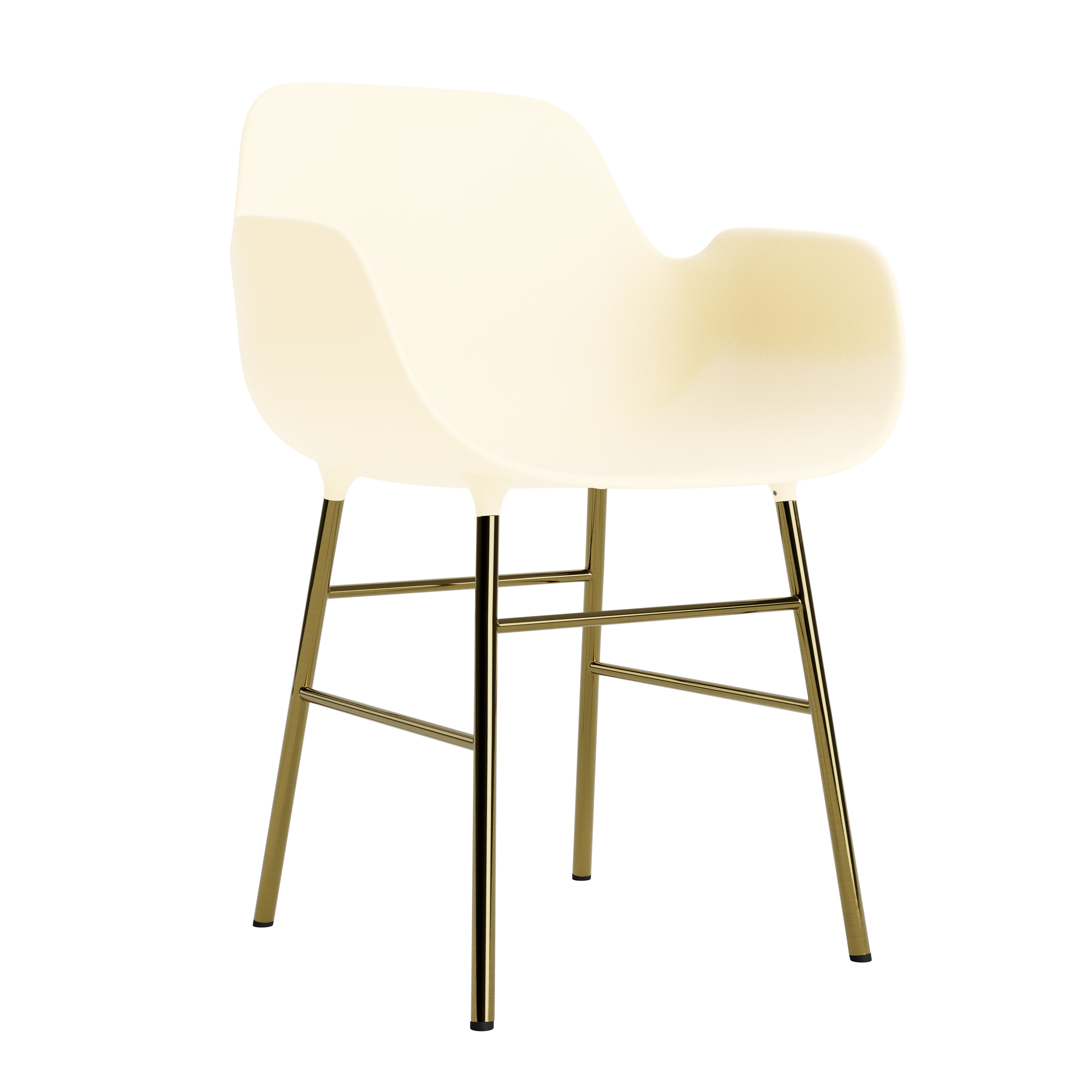 Chair with armrests of a cream forms with a golden base
