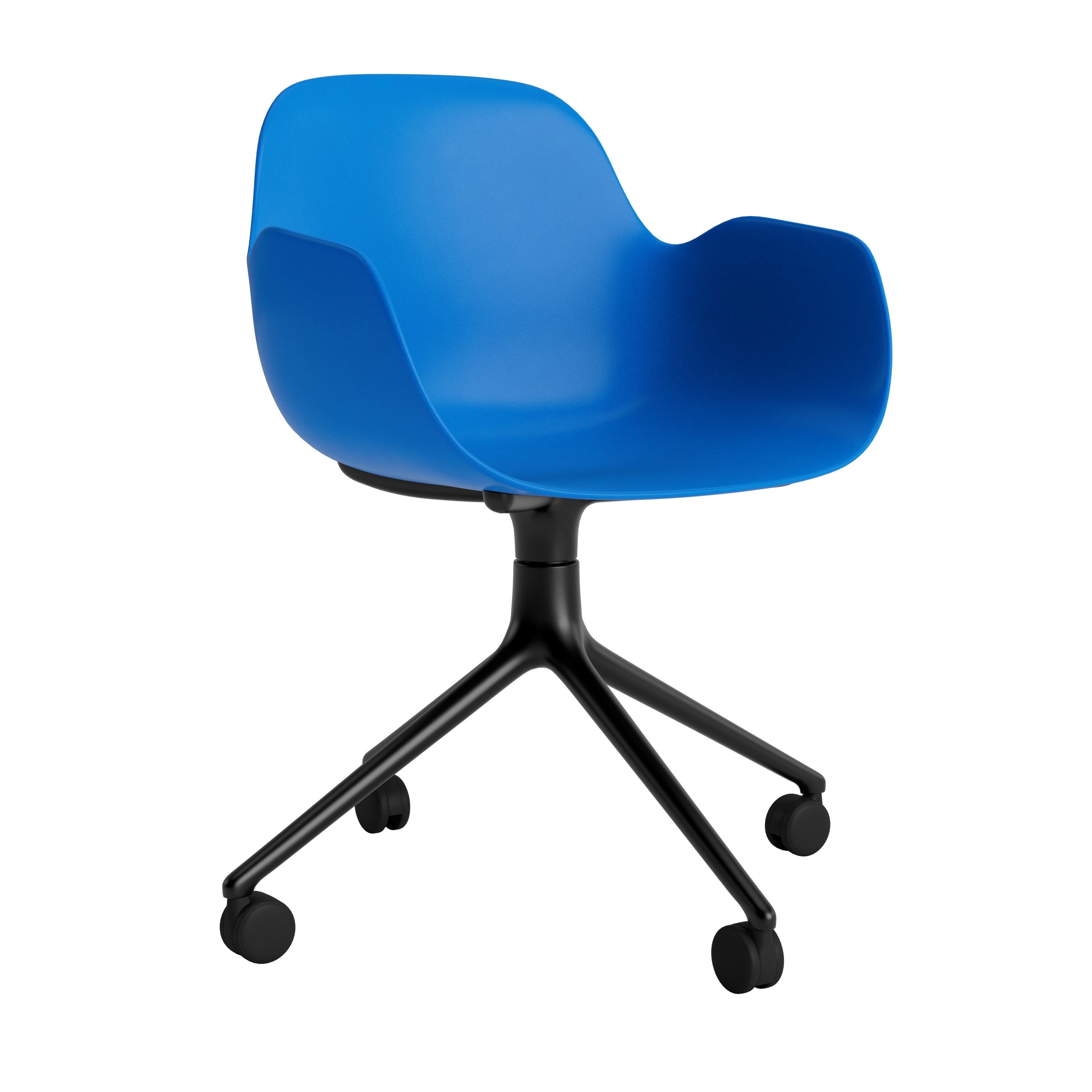 Office chair with 4W blue armrests with a black base