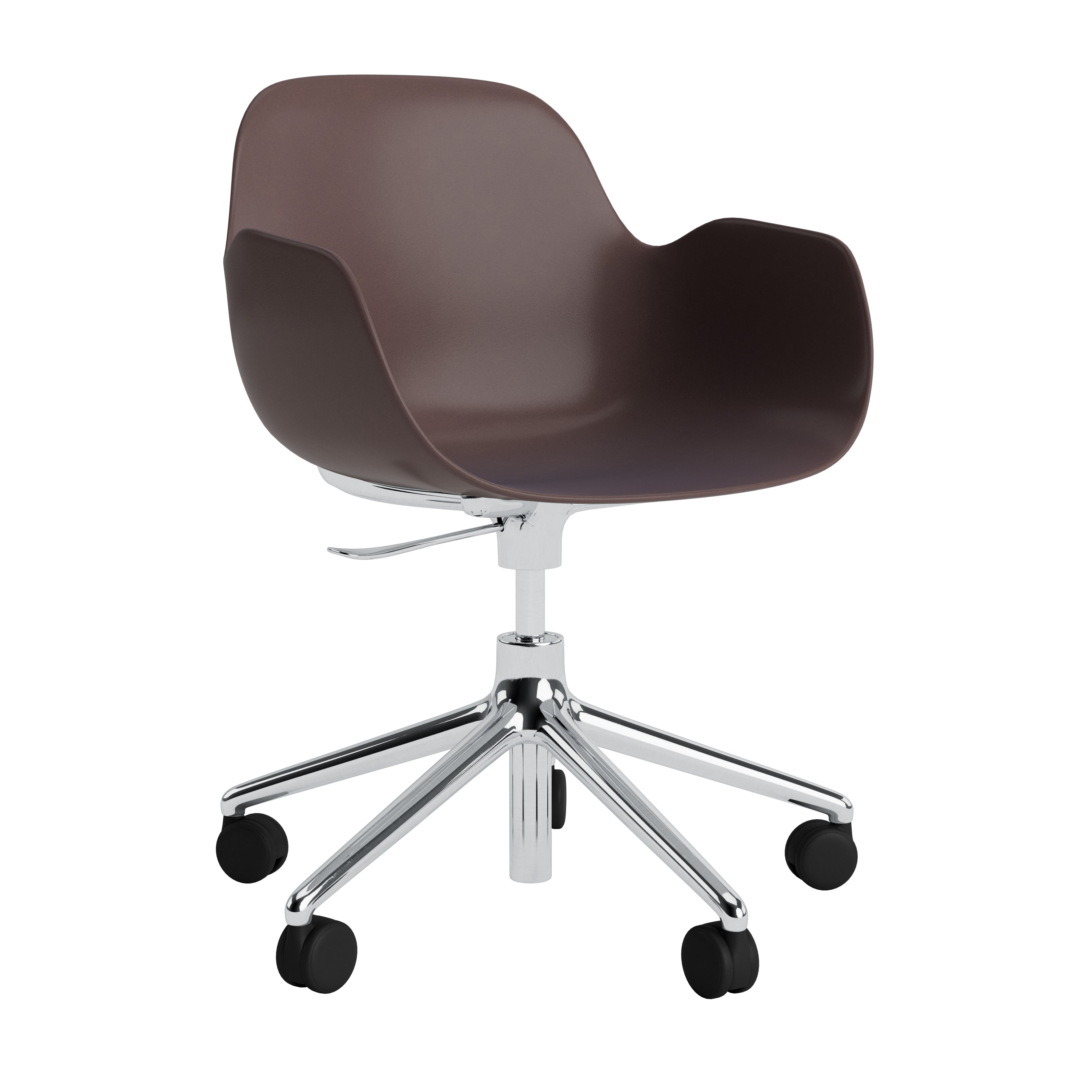 Office chair with armrests with a 5W brown forms with an aluminum base