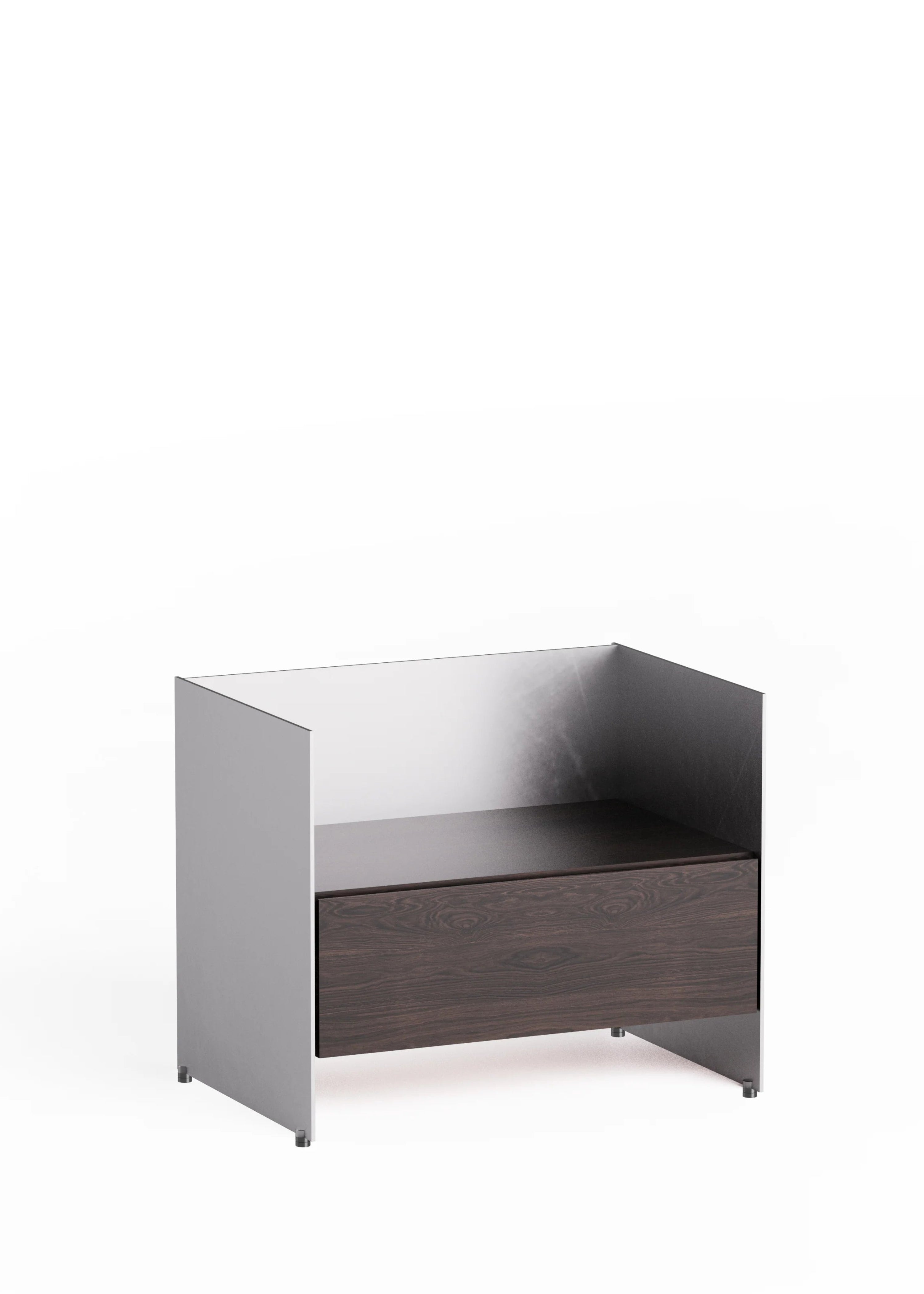 Schrank ALOOX 60 aus schwarzem Eichenholz mit Aluminiumoberfläche