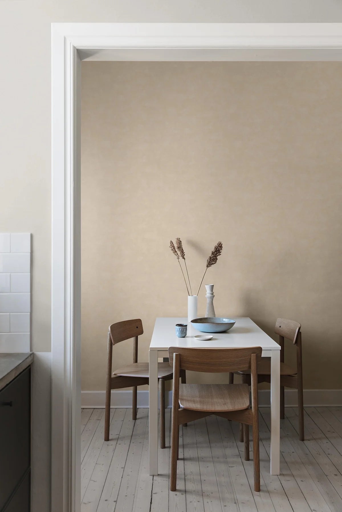 Tapete, die Leinwand imitiert SHADES - AMBER warmes Beige