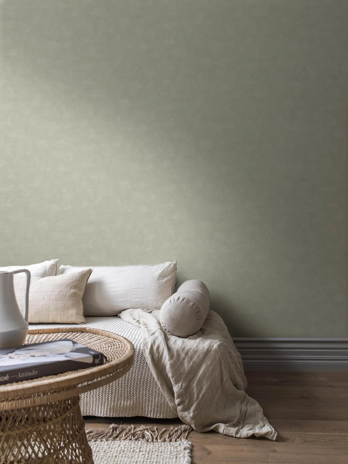 Tapete, die Leinwand imitiert SHADES - PHONOLITE gedämpftes Grün