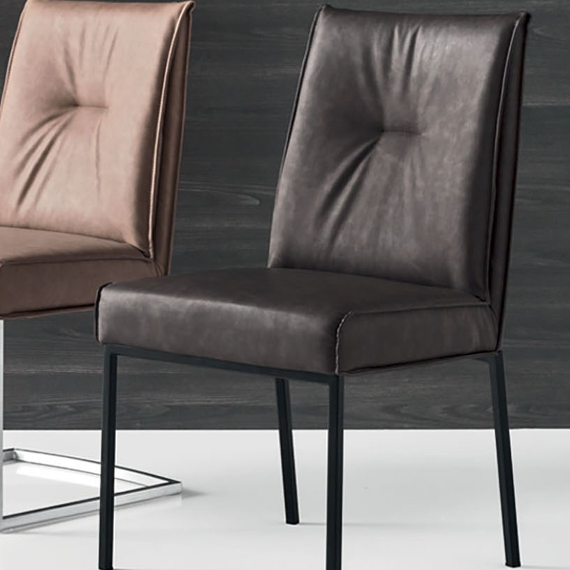 Upholstered ROMY Chair with Black Metal Base