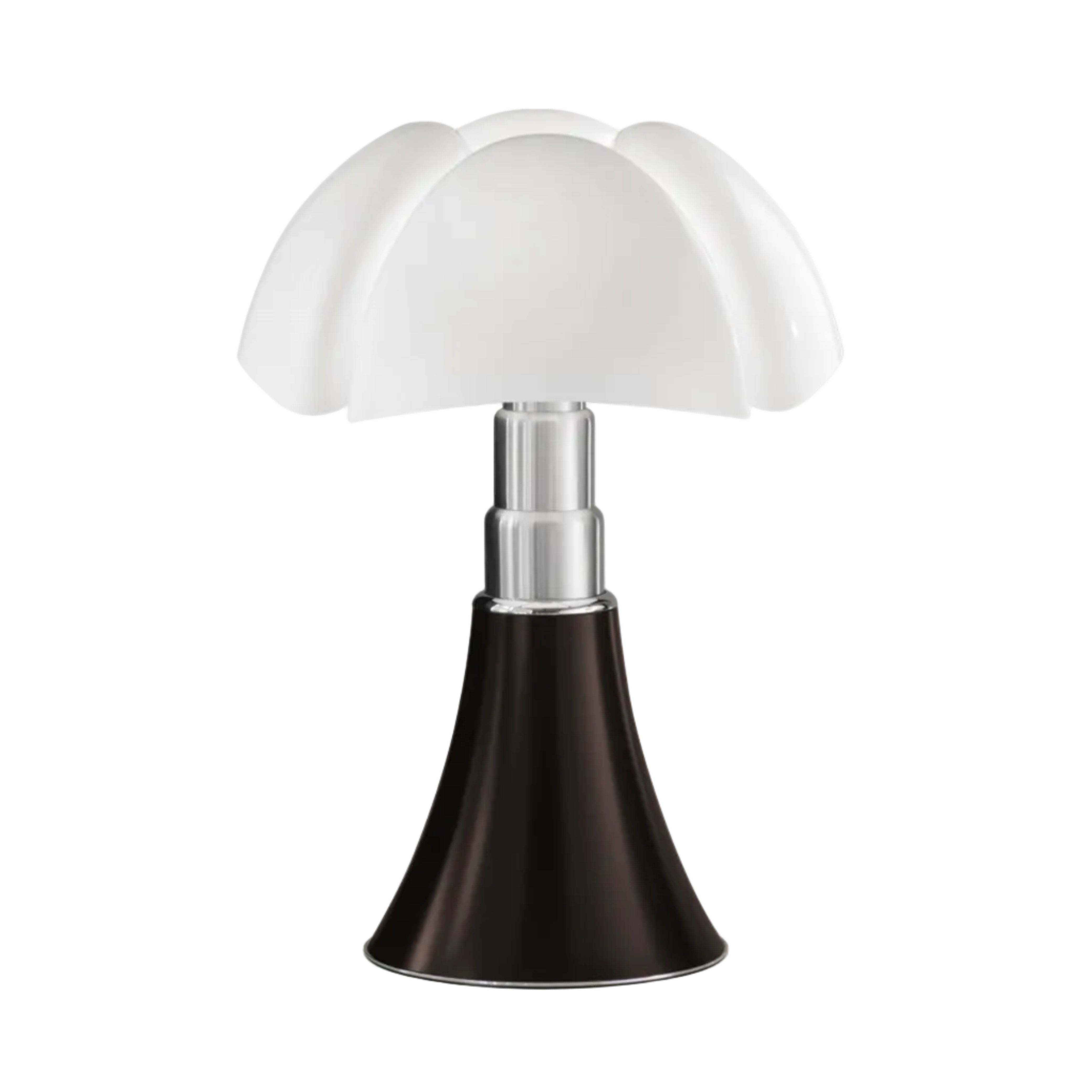 Lampa stołowa PIPISTRELLO opalowy klosz z brązową podstawą