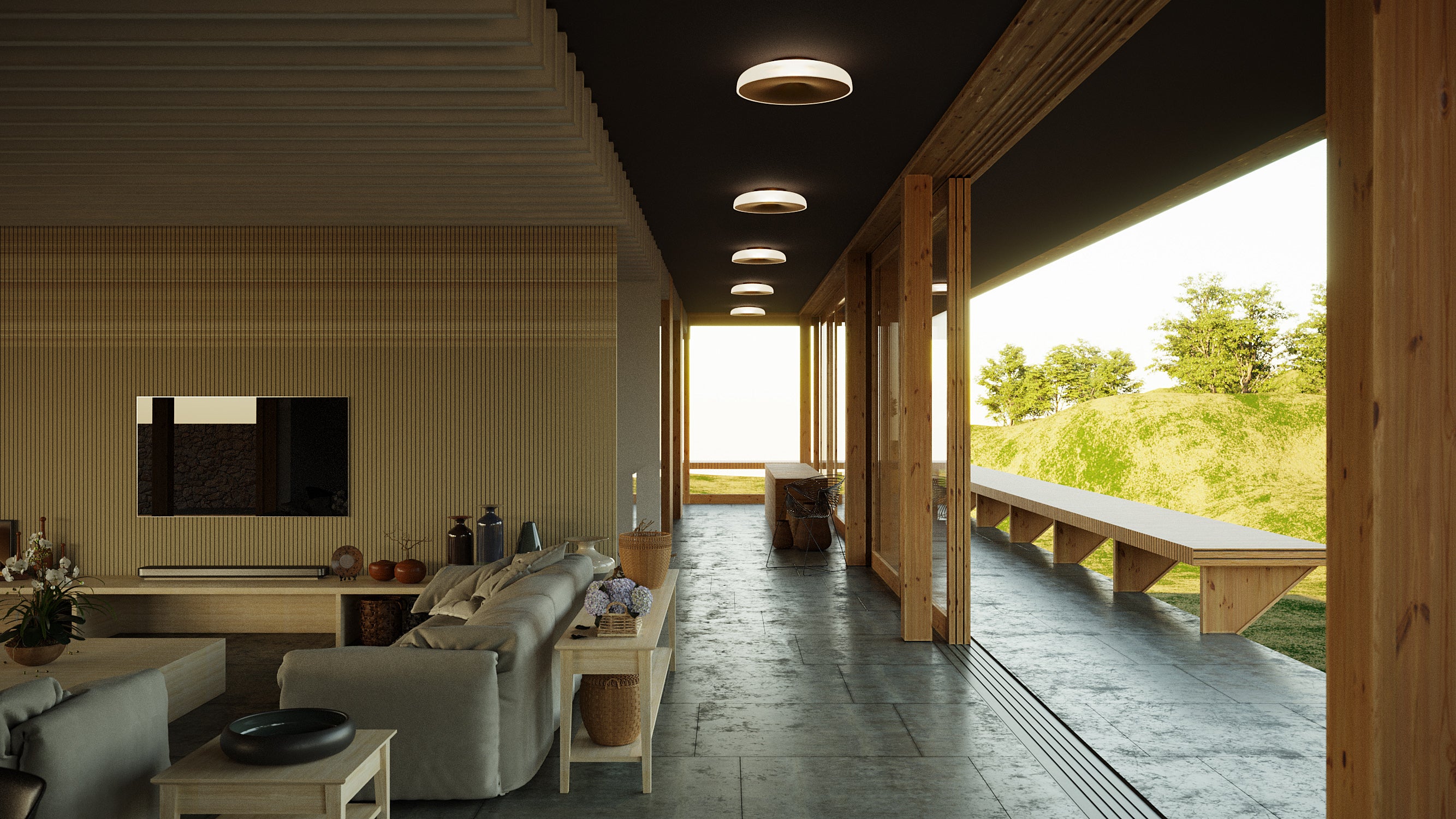 CHET-B ceiling lamp in hammered gray with white