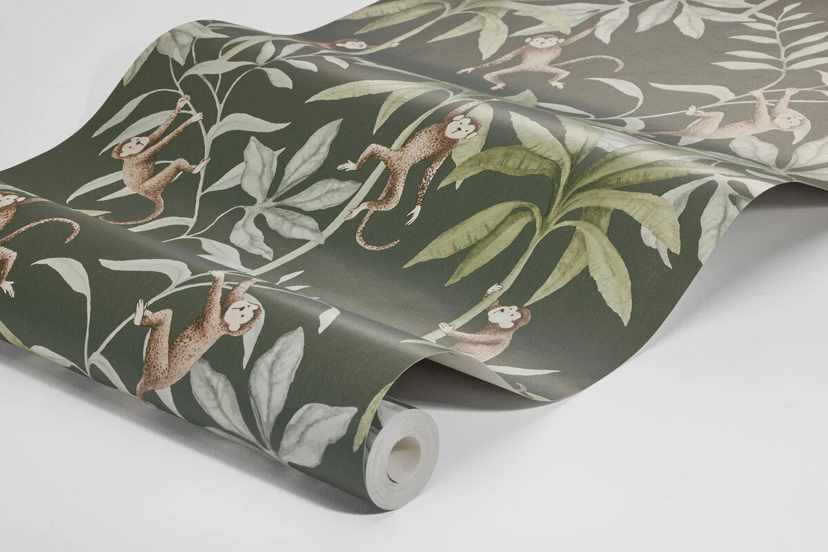 Jungle Friends Children's Wallpaper in Green