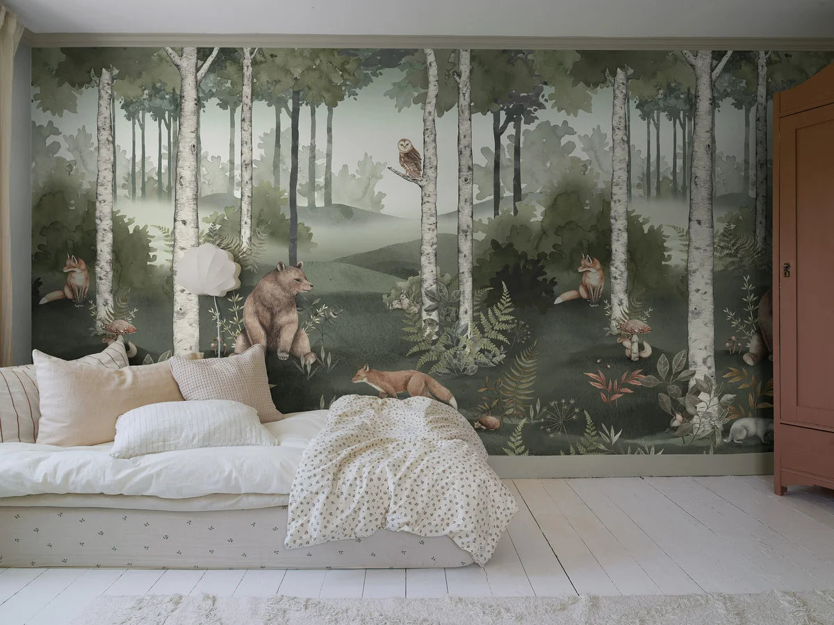 Wandtapete mit pflanzlichem Motiv WILD FOREST grün