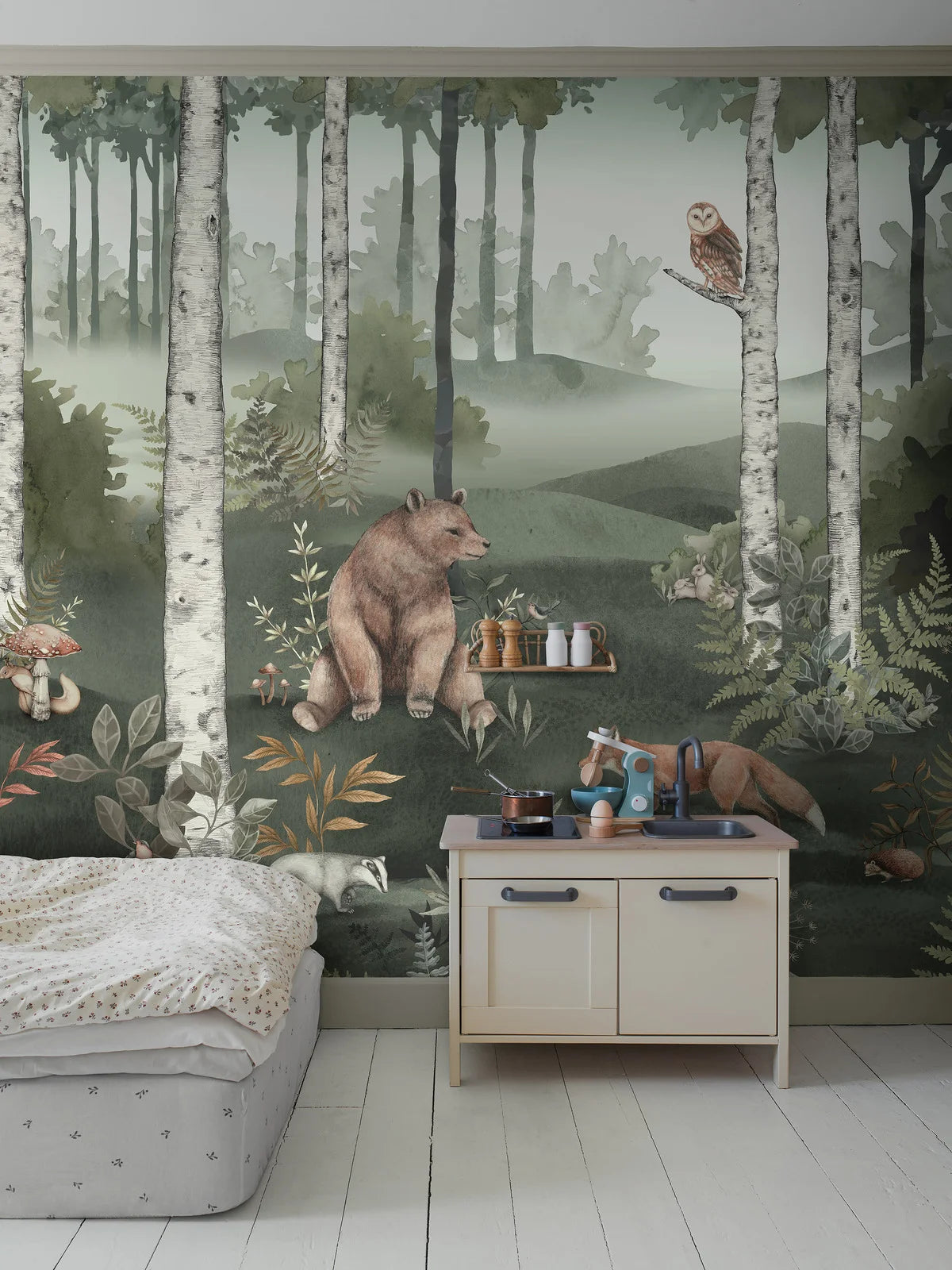 Wandtapete mit pflanzlichem Motiv WILD FOREST grün