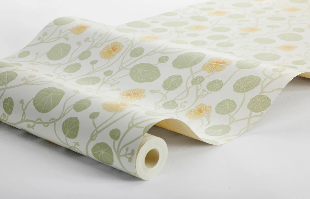 Floral Pattern Wallpaper KRASSE White with Green and Yellow