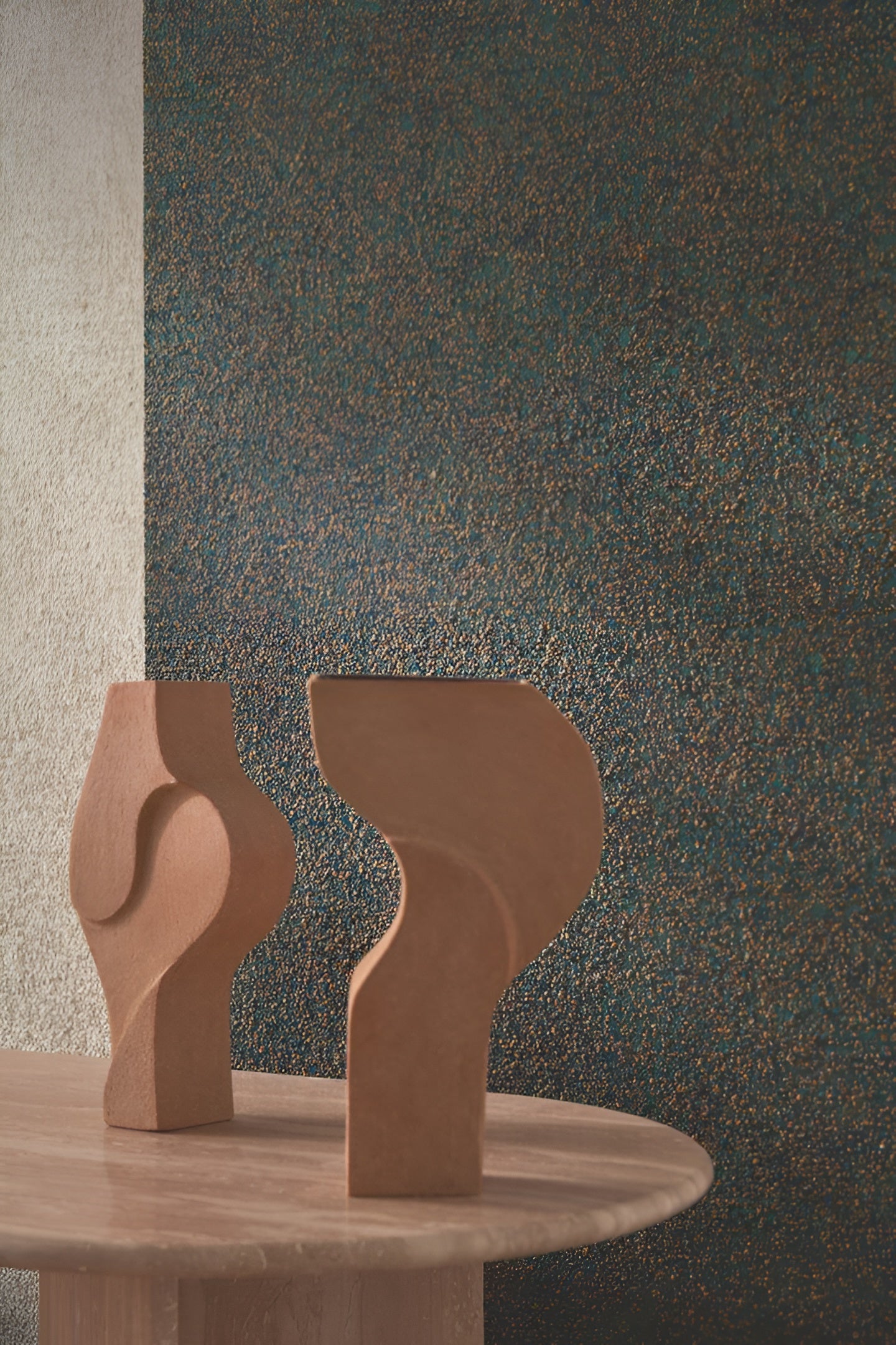 Structural textile wallpaper EXQUIS - ANTHRACITE / FAUVE anthracite with bronze