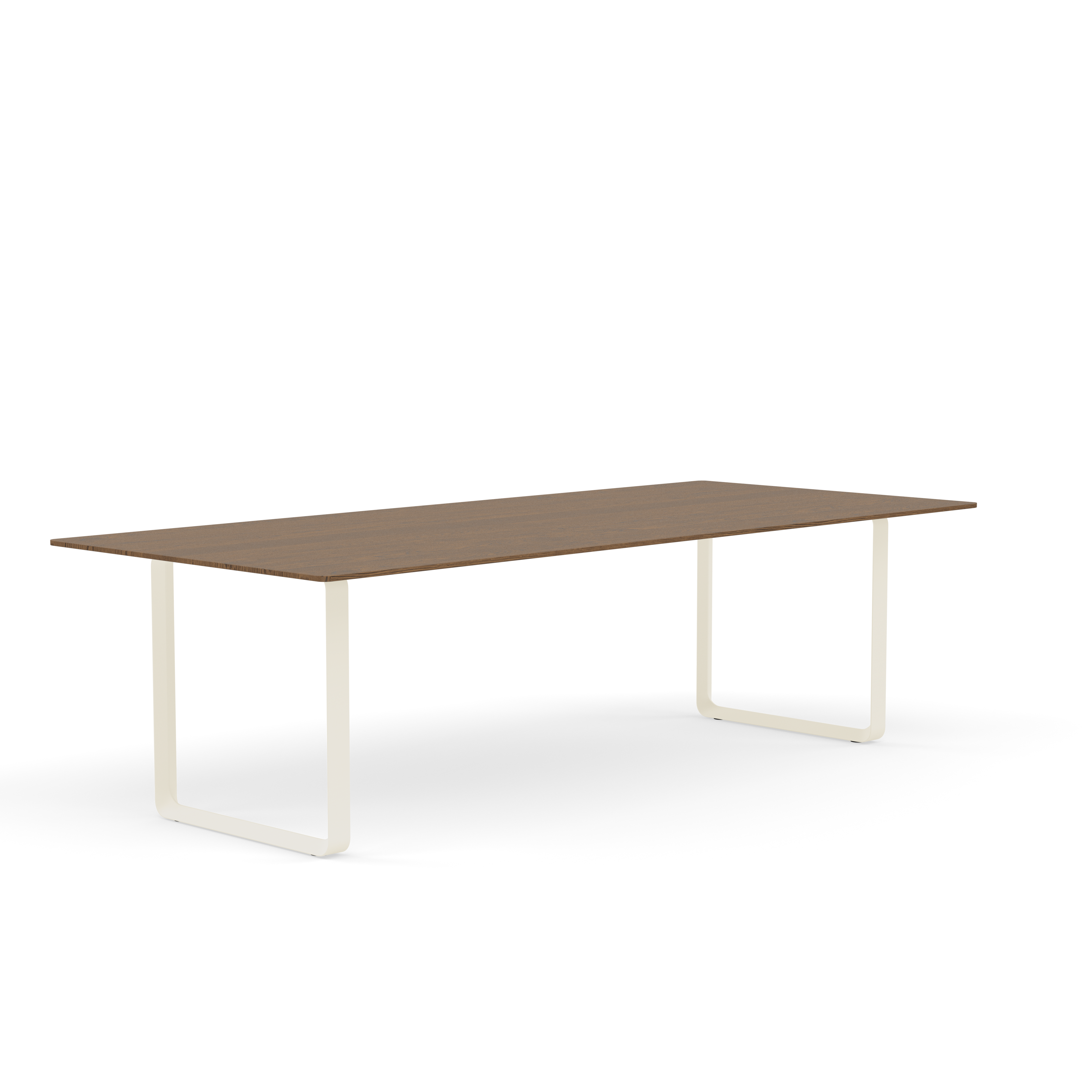 Table 70/70 dark oak wood with a sand-colored base