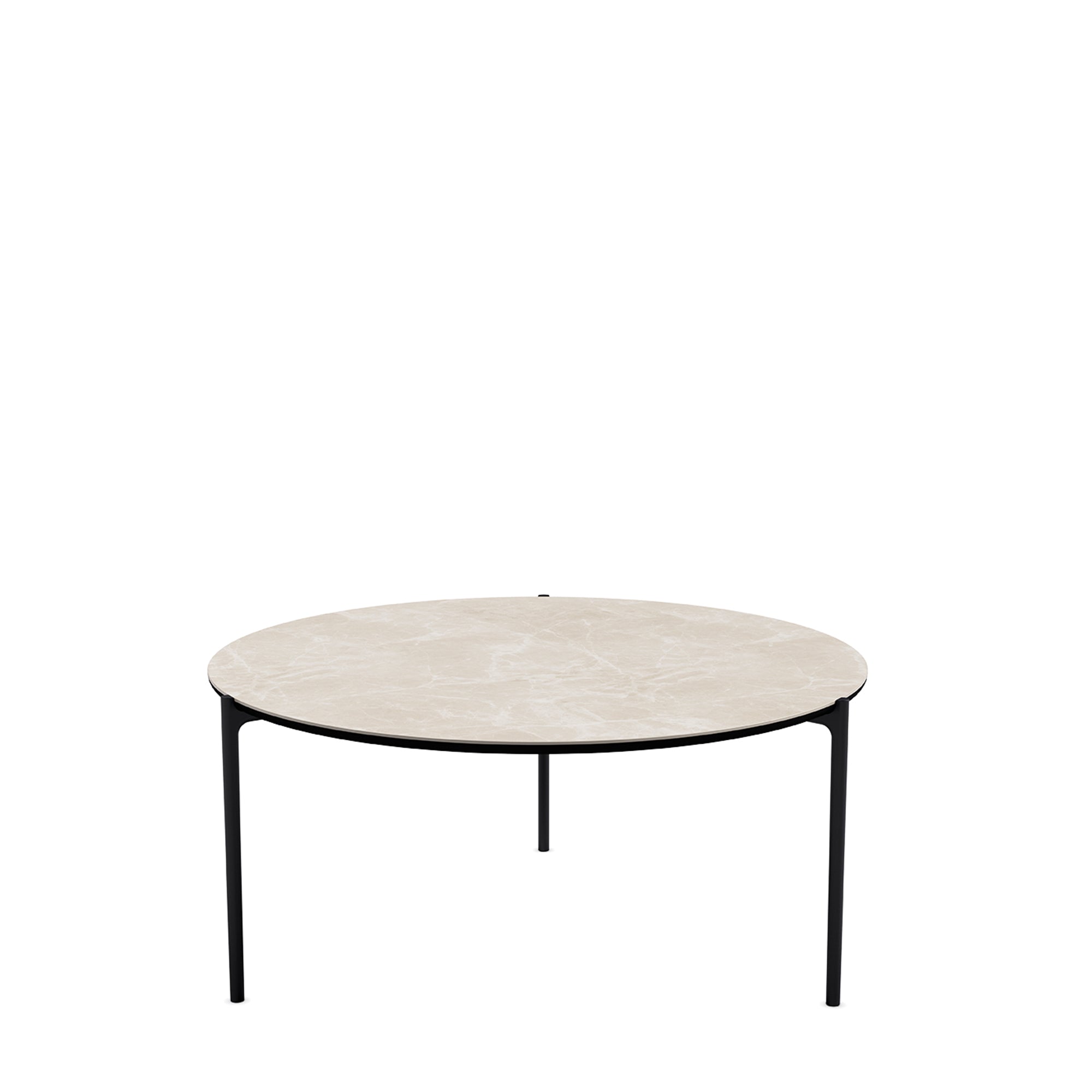 Beistelltisch rund SAVOYE beige Keramik mit schwarzem Fuß