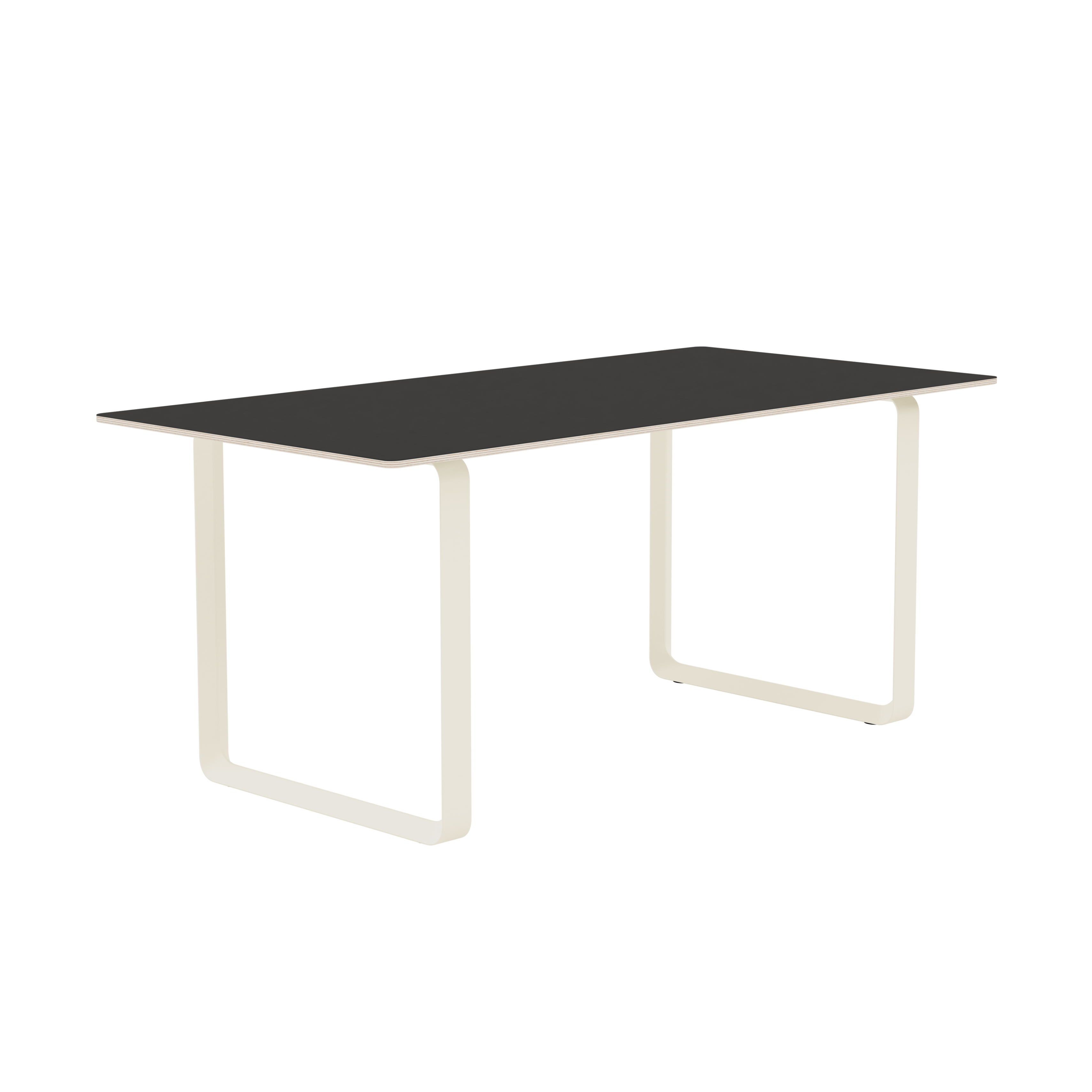 Schwarzer Tisch 70/70 mit sandfarbener Basis