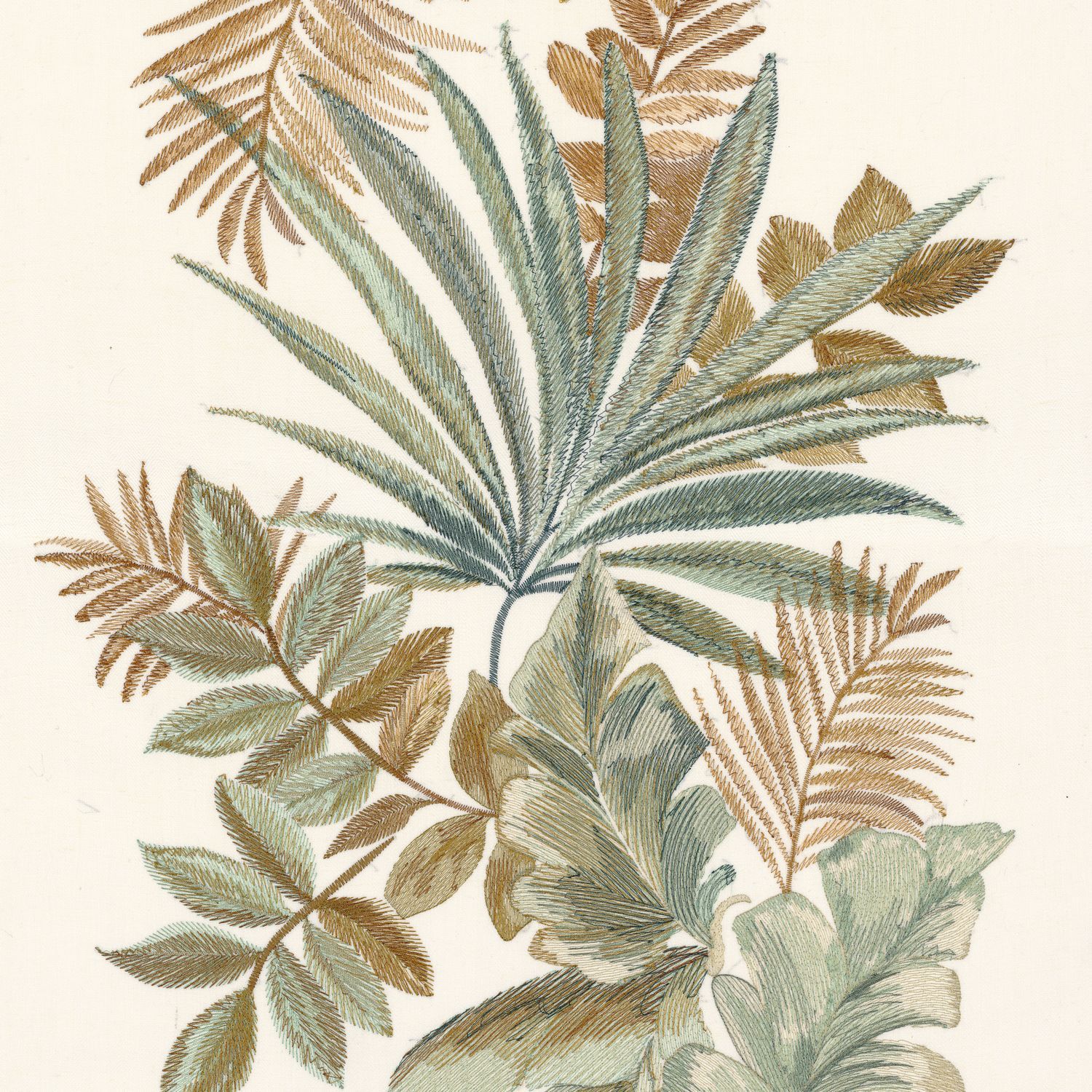 Textiltapete mit pflanzlichem Motiv von JARDIN EPHEMERE - MORDORE / CELADON beige mit mintgrün