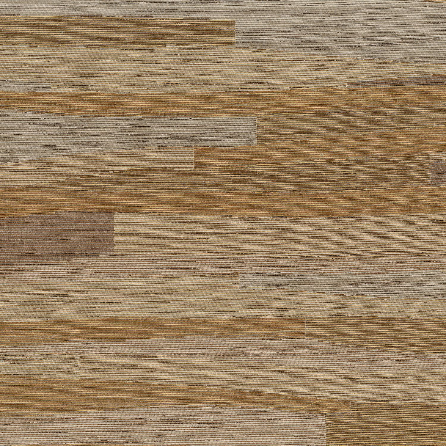 Textured fabric wallpaper with striped jacquard weave HALANA - OCRE beige with gold