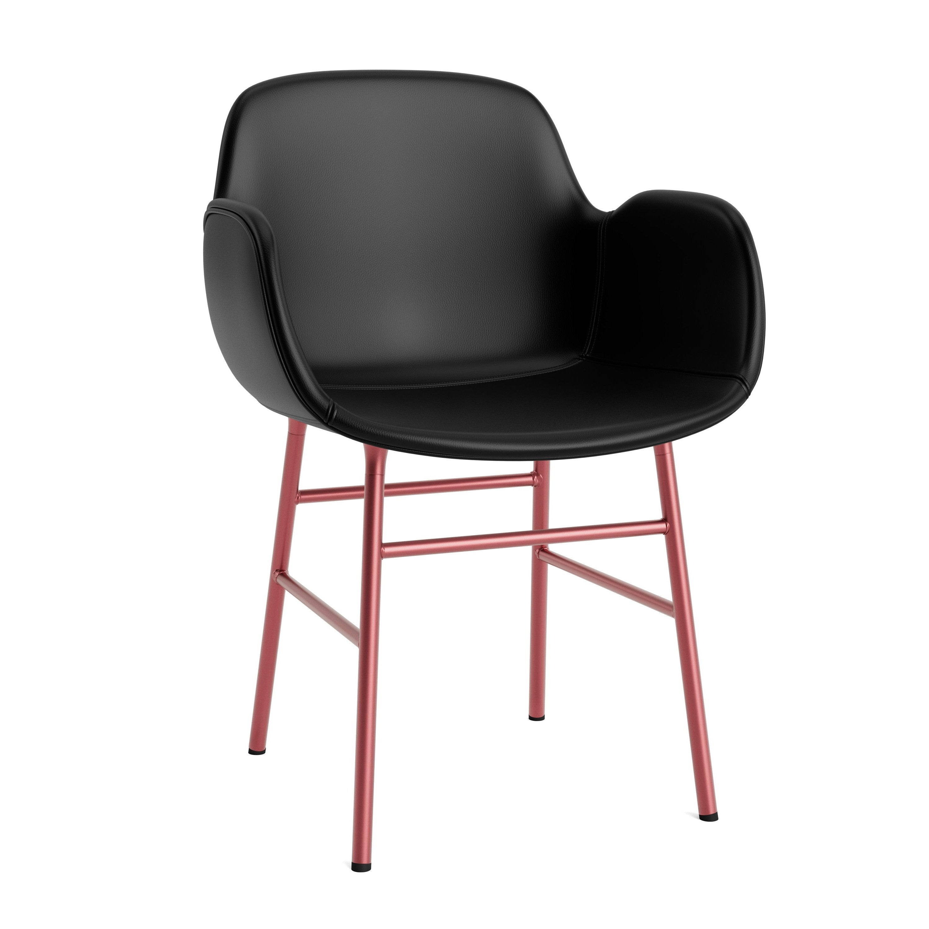 Upholstered chair with armrests of forms with a burgundy base