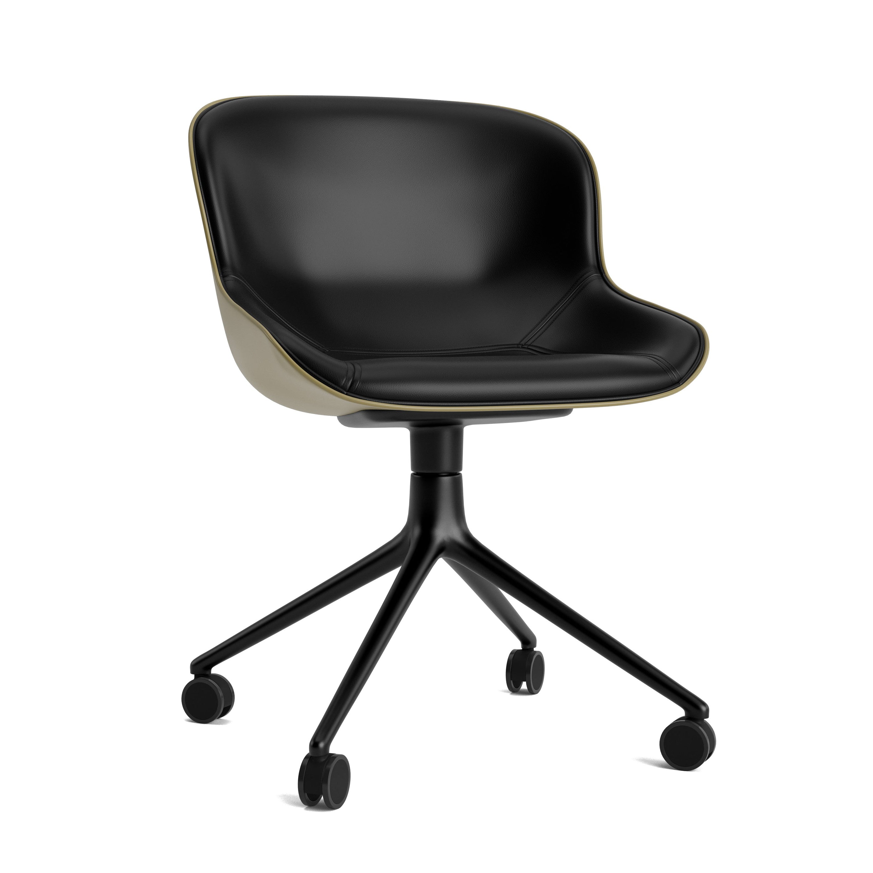 Upholstered office chair HYG 4W olive with a black base