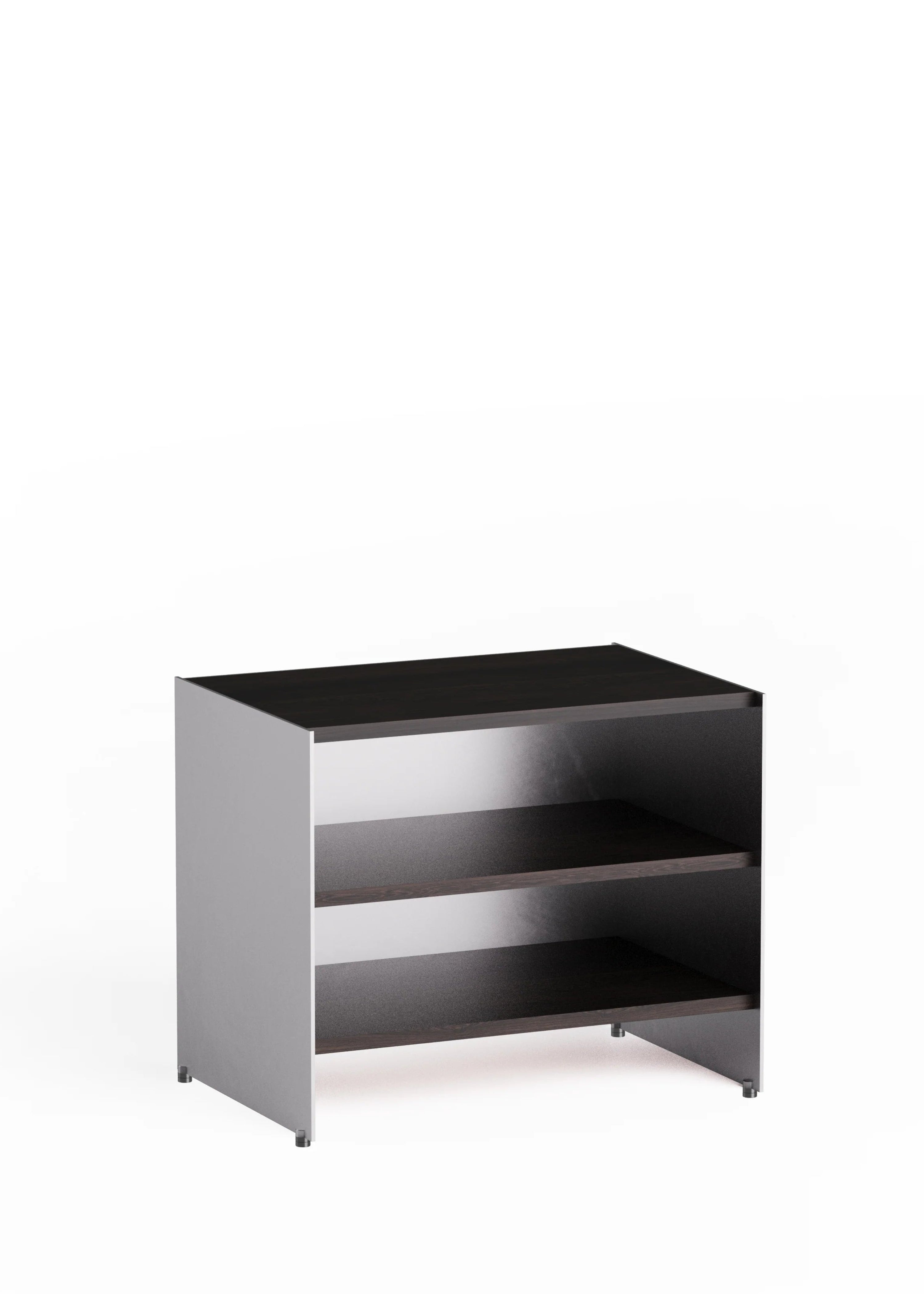 Schrank ALOOX 60 aus schwarzem Eichenholz mit Aluminiumoberfläche