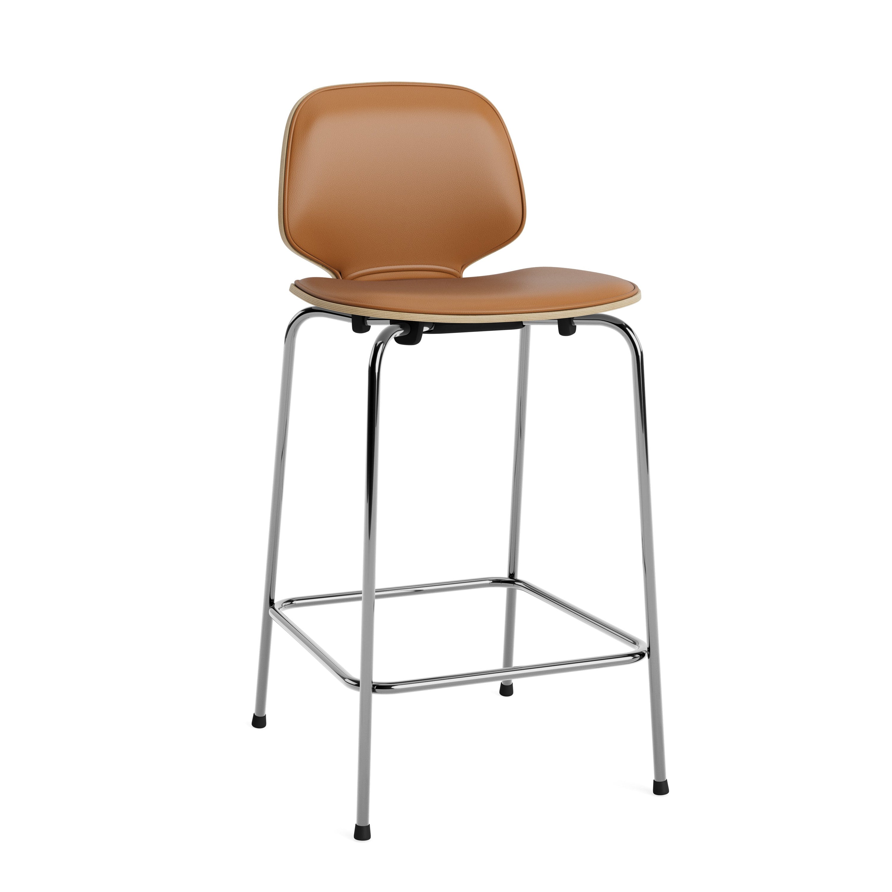 Upholstered Bar Chair My Oak Veneer with a chrome base