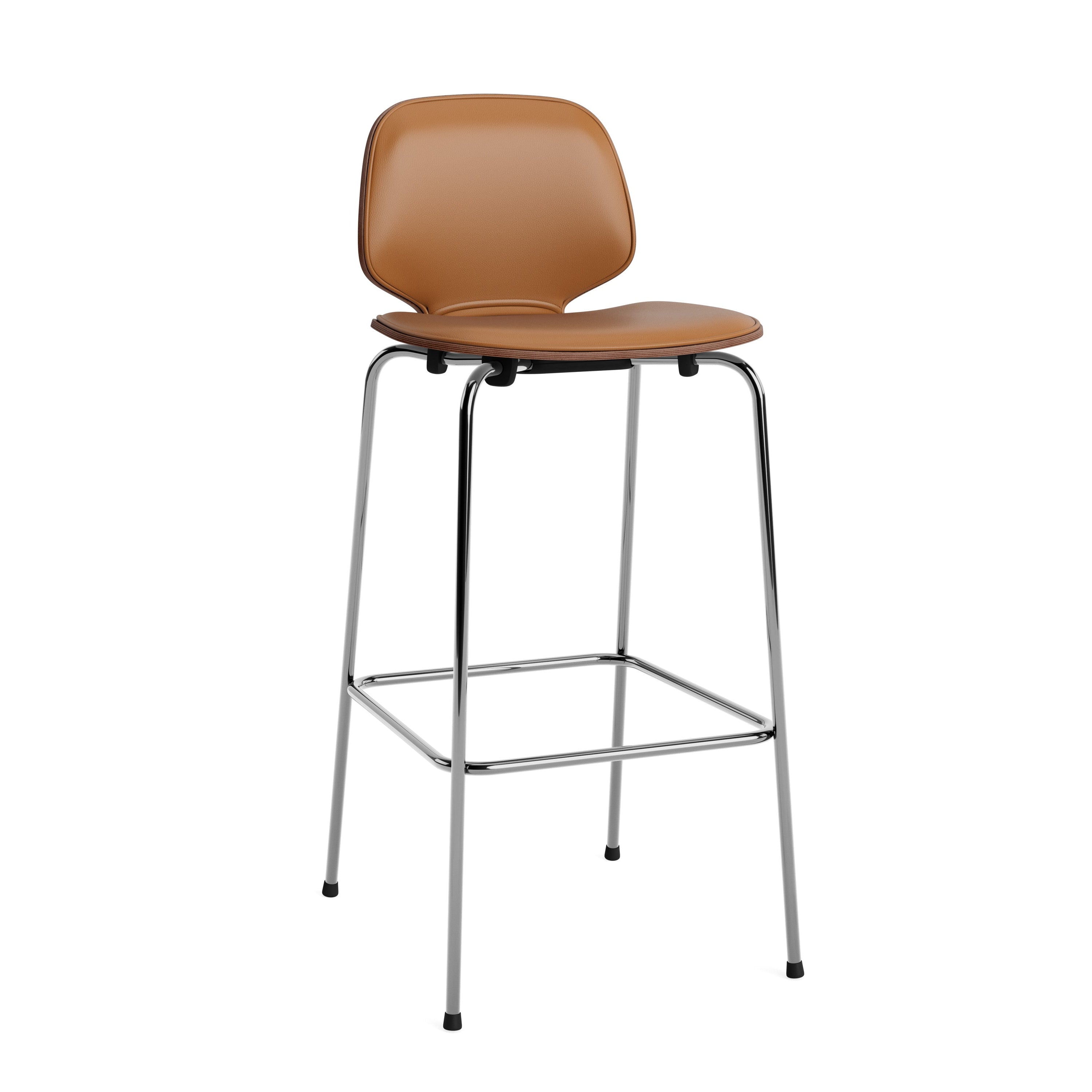 Upholstered Bar Chair My Nut veneer with a chrome base