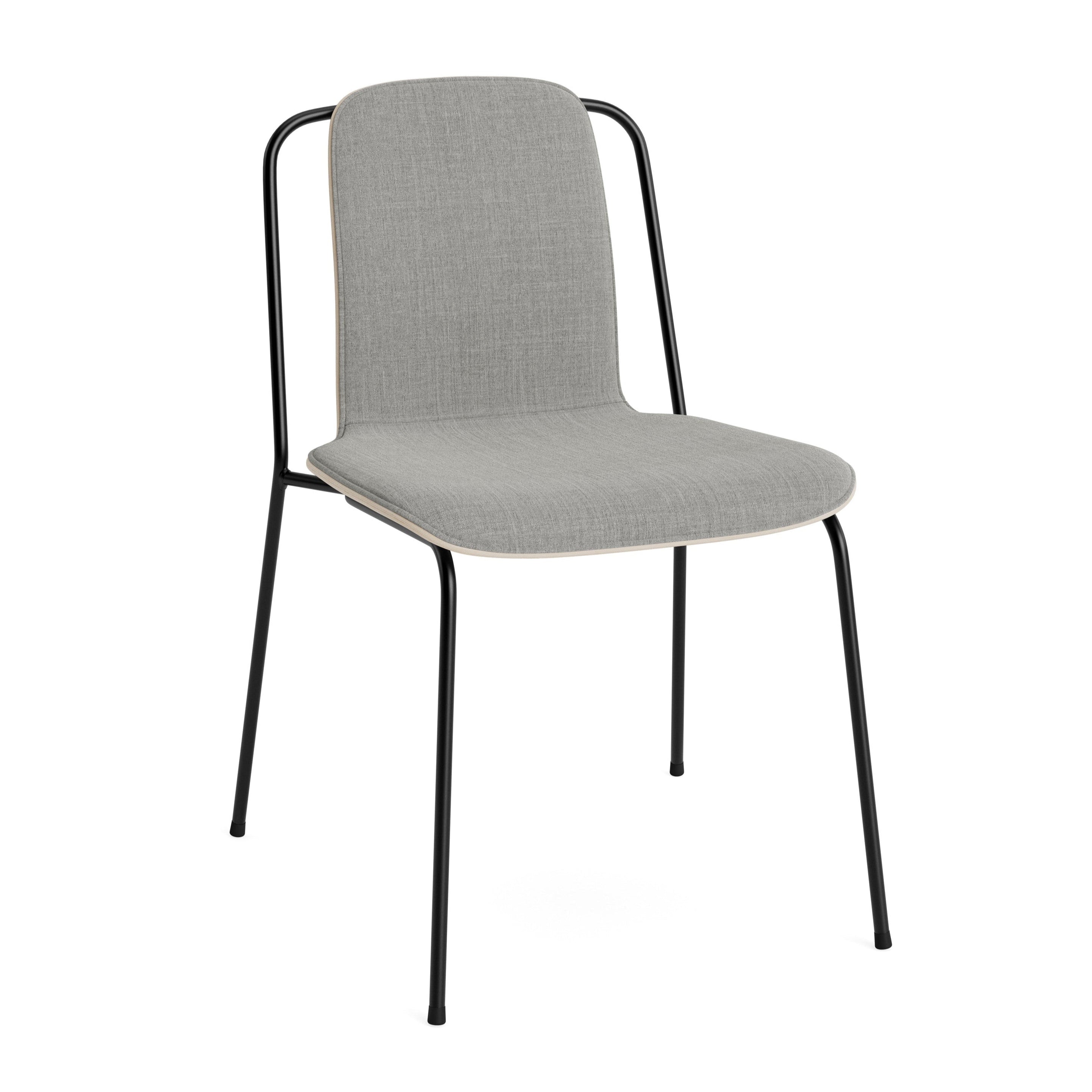 Chair Studio Upholstered front with light gray ash veneer and a black base