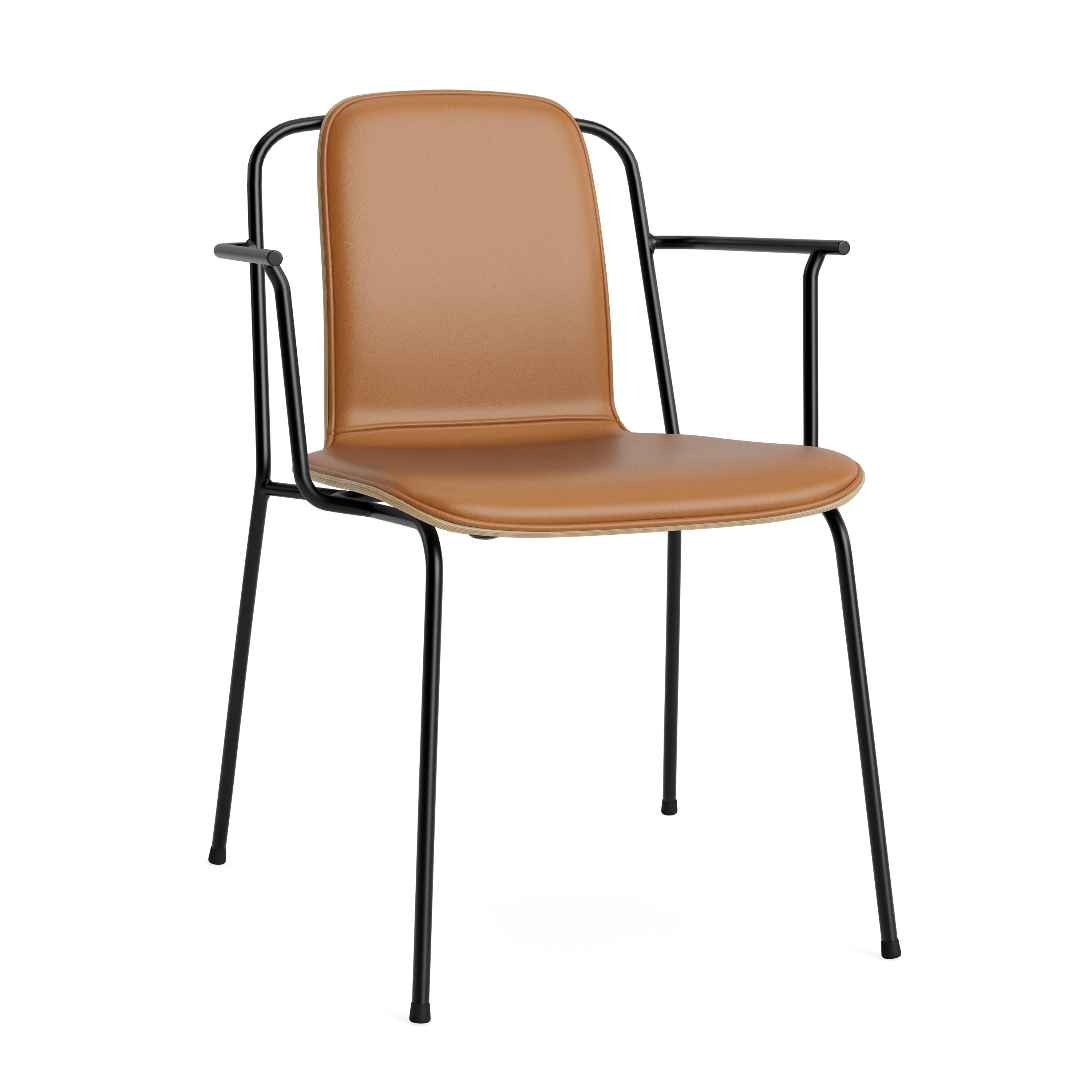 Chair with armrests Studio Upholstered front with oak veneer and black base