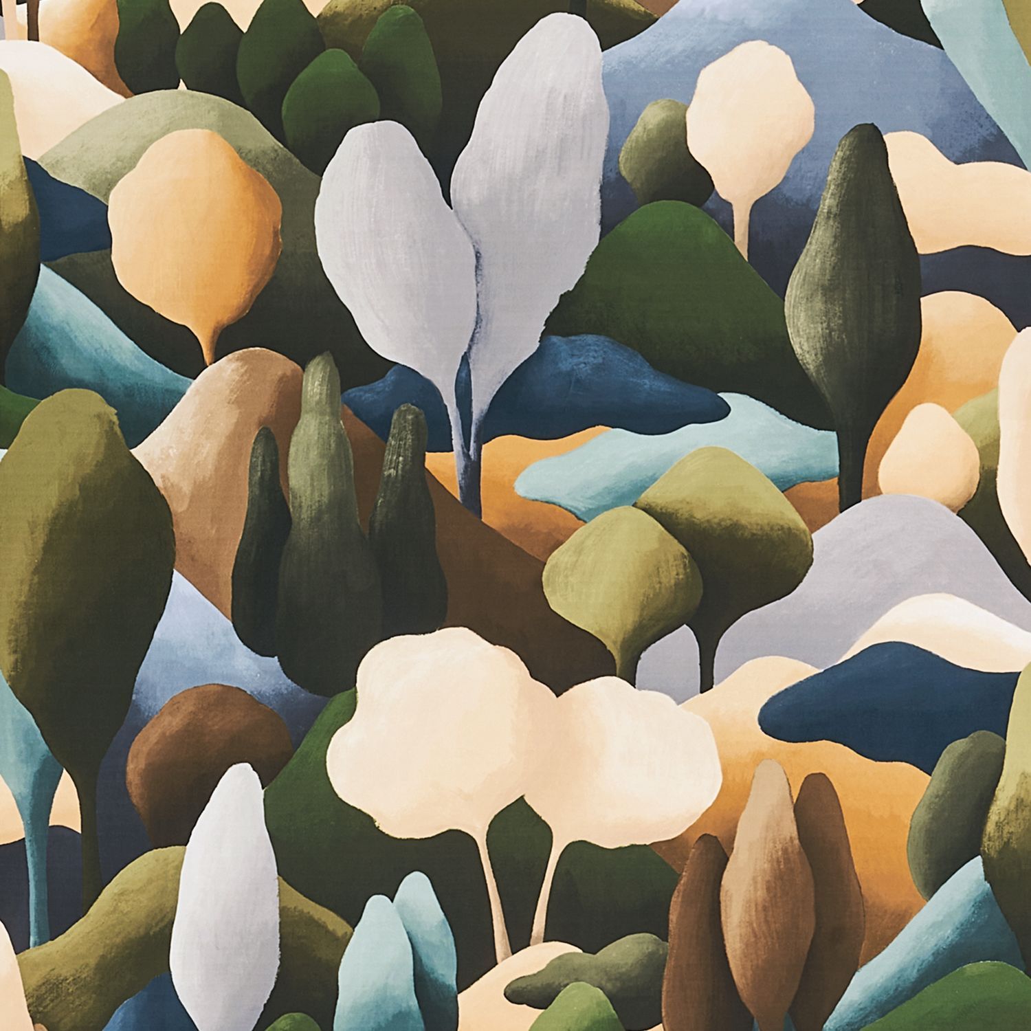 Textile wallpaper with a plant motif ORÉE - KHAKI/OCHRE khaki with beige