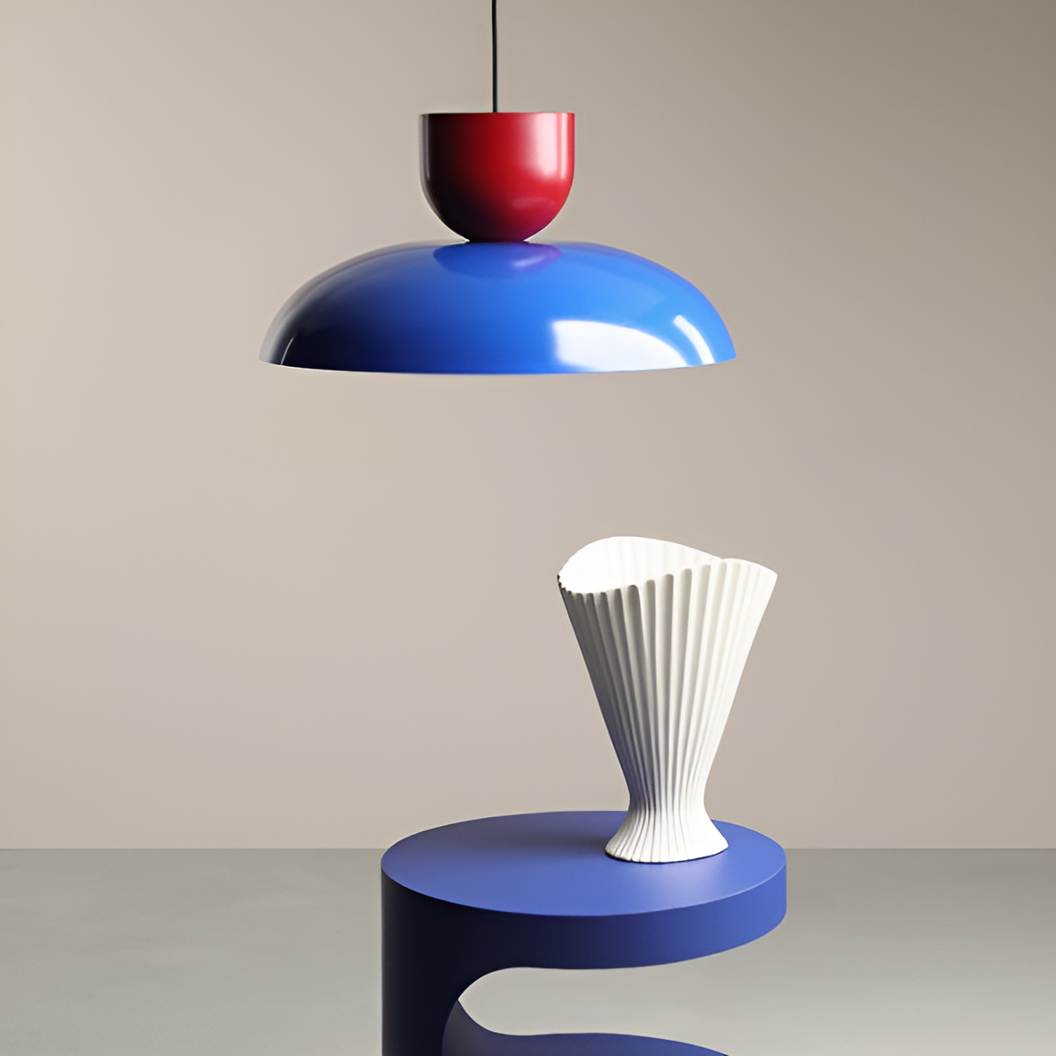 Hängelampe ELLA blau mit rot