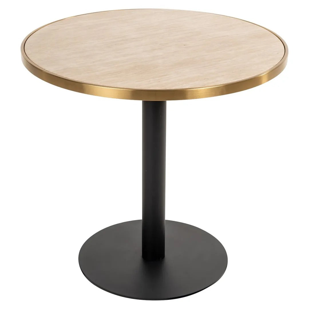 Runder Tisch BRAZZA beige mit schwarzem Fuß
