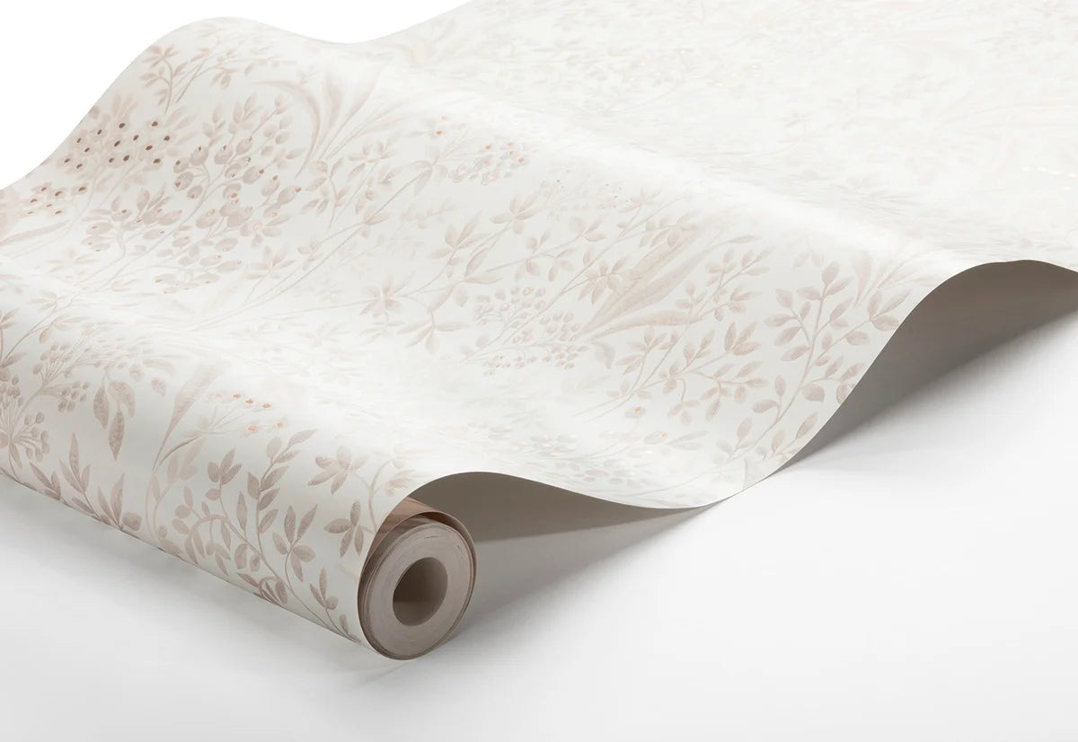 Vlies-Tapete mit Pflanzenmuster NOCTURNE gebrochenes Weiß mit Beige