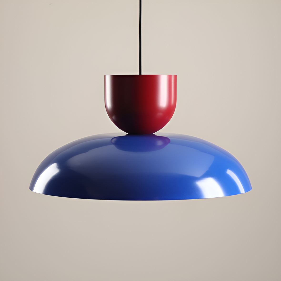 Hängelampe ELLA blau mit rot