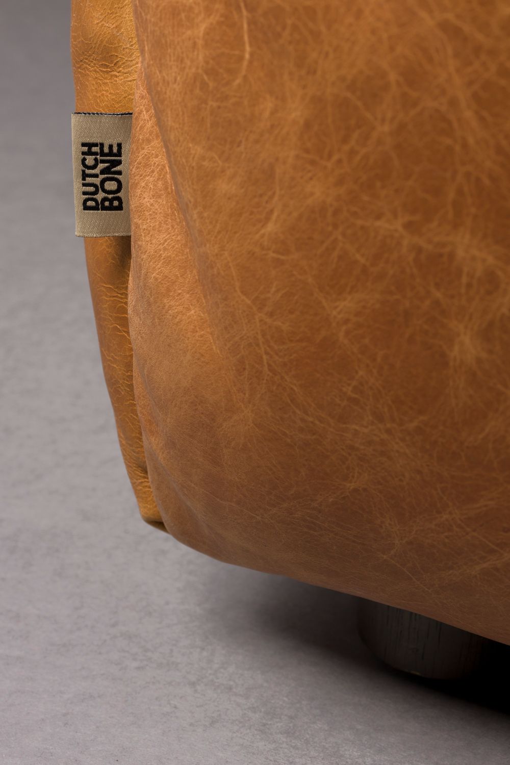 Modulares Sofa HACKMAN - linkes Endelement aus cognacfarbenem Leder