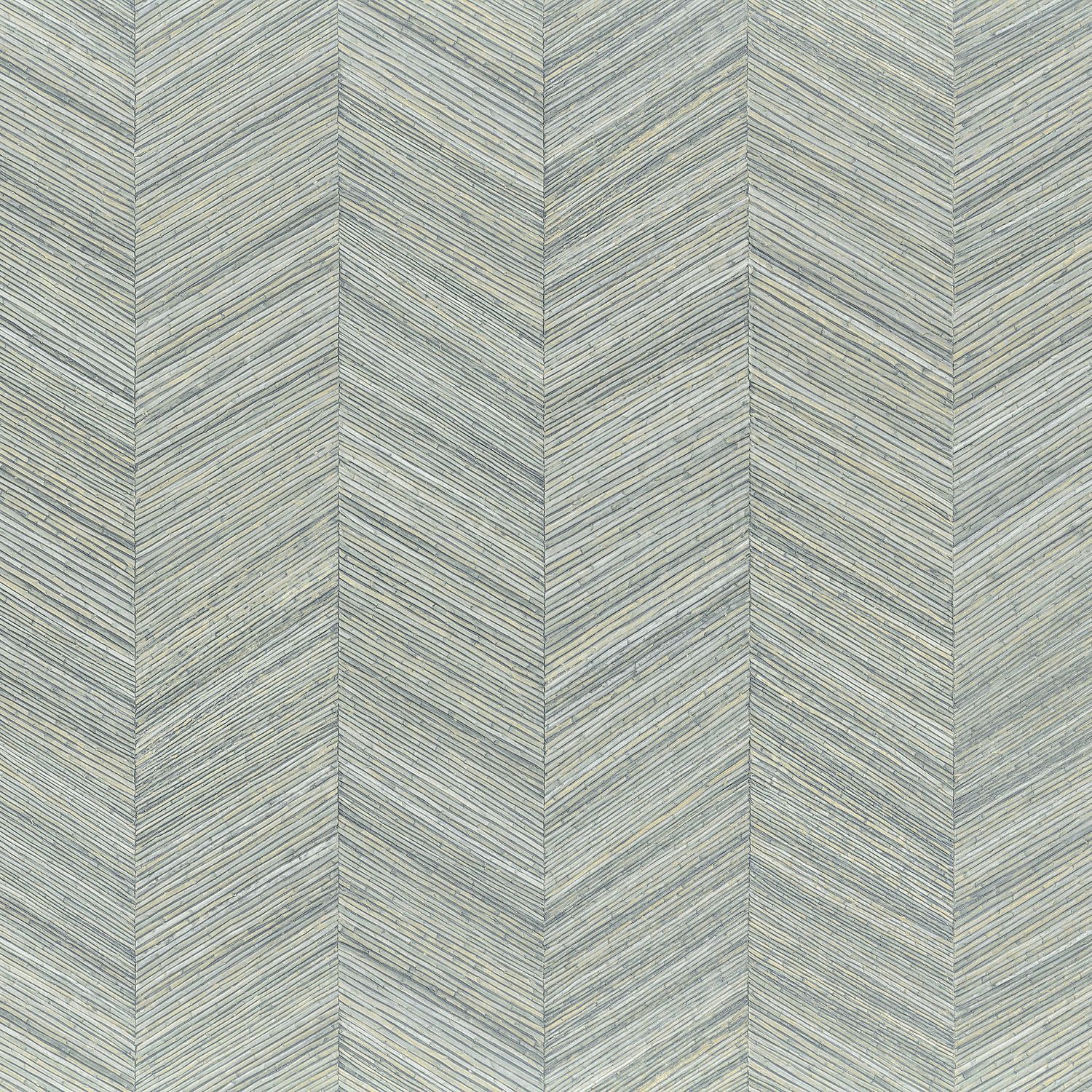Geometric structural wallpaper imitating wood with a herringbone pattern OCOTEA - OPALINE muted blue