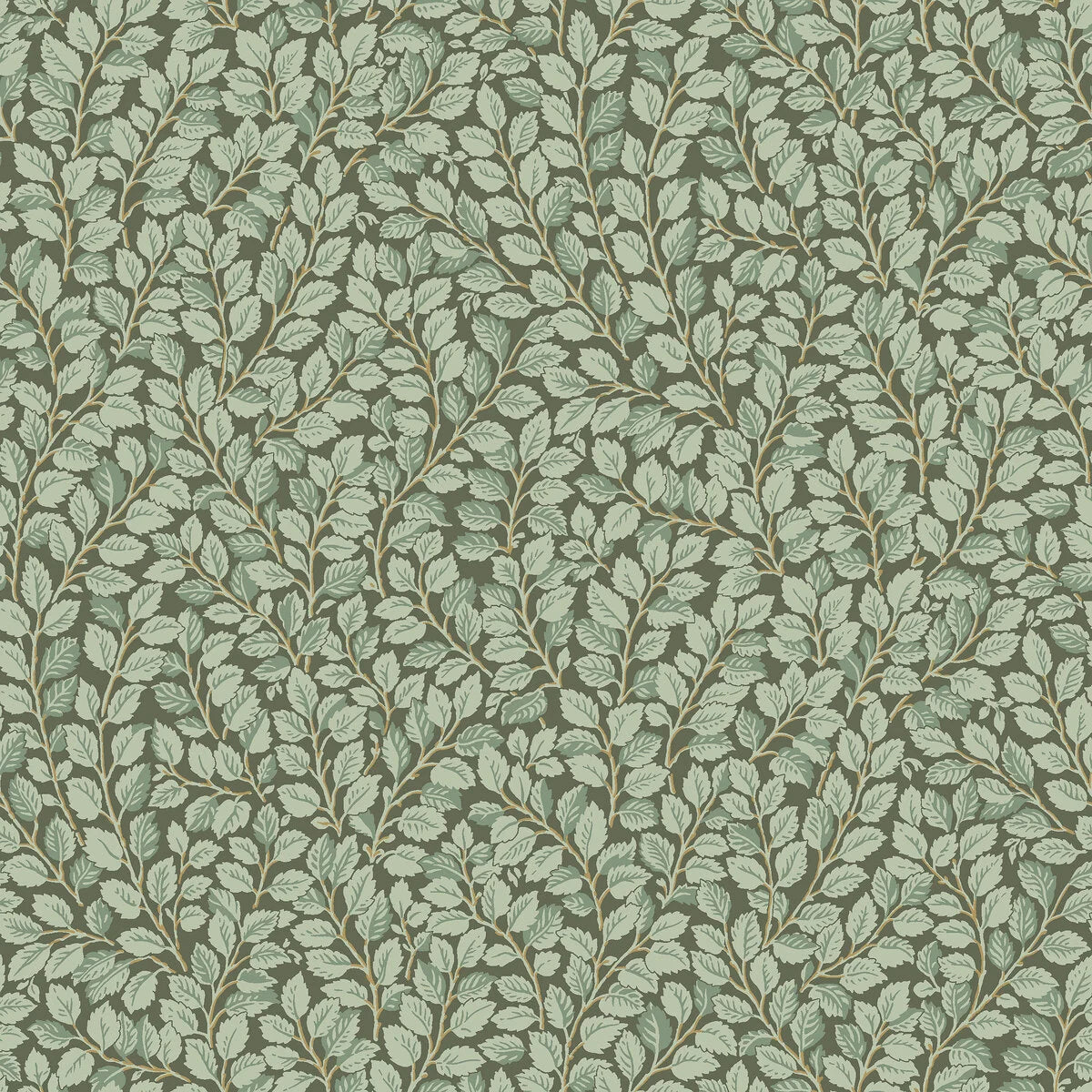 Wallpaper with a green leaf plant motif HAZEL
