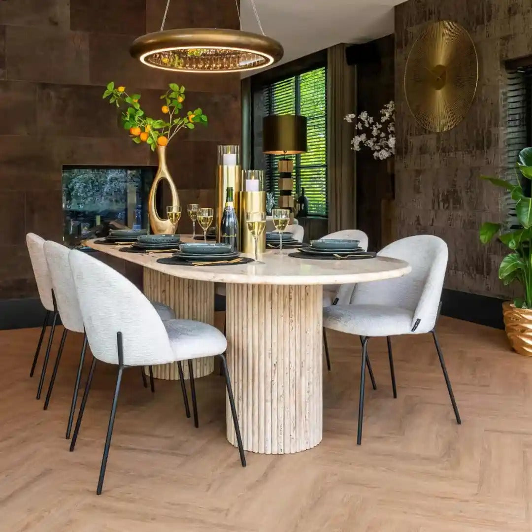Tisch LA CANTERA braun mit Travertin